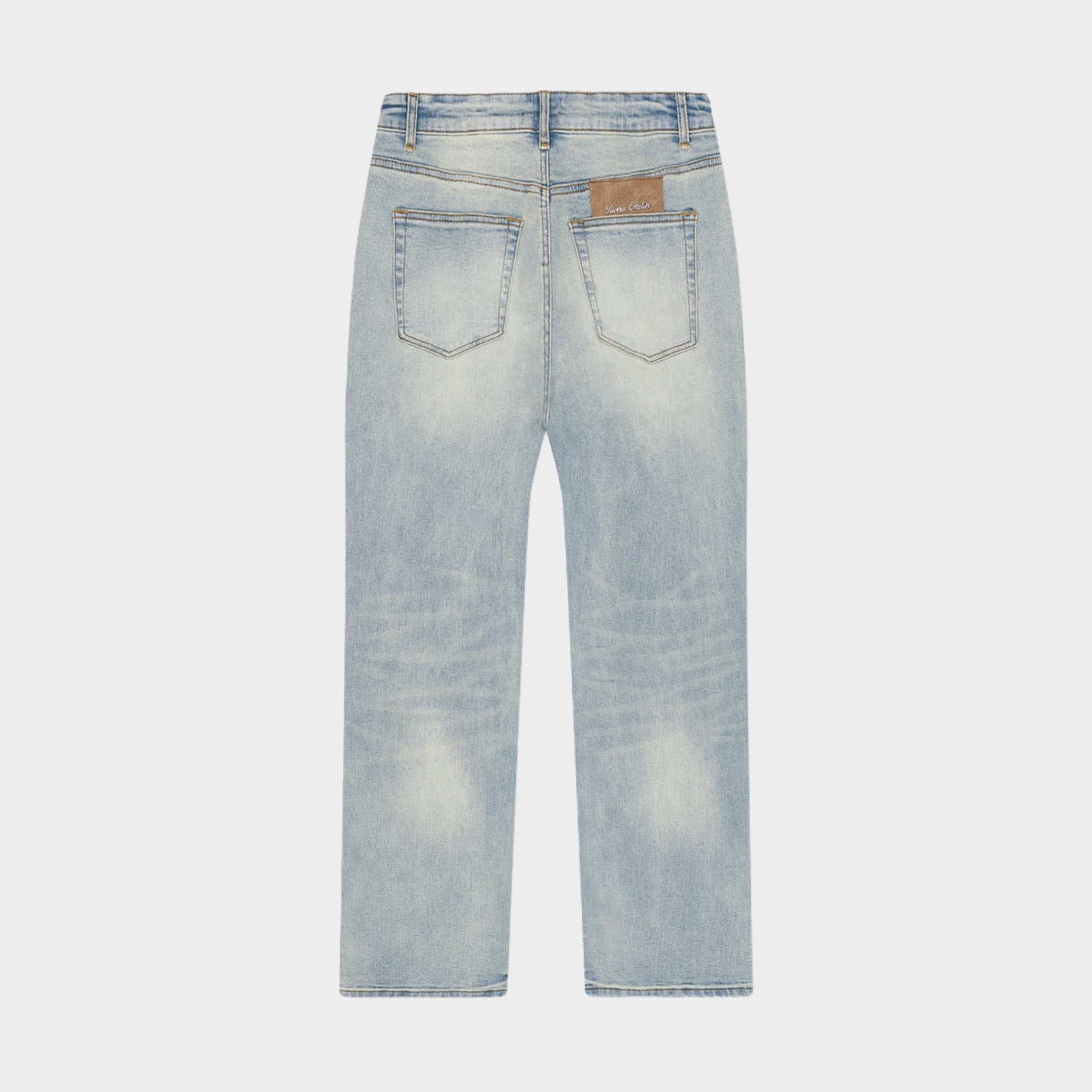 REGULAR PLAIN MIST BLUE EMBOSSED DENIM JEANS PRE-ORDER