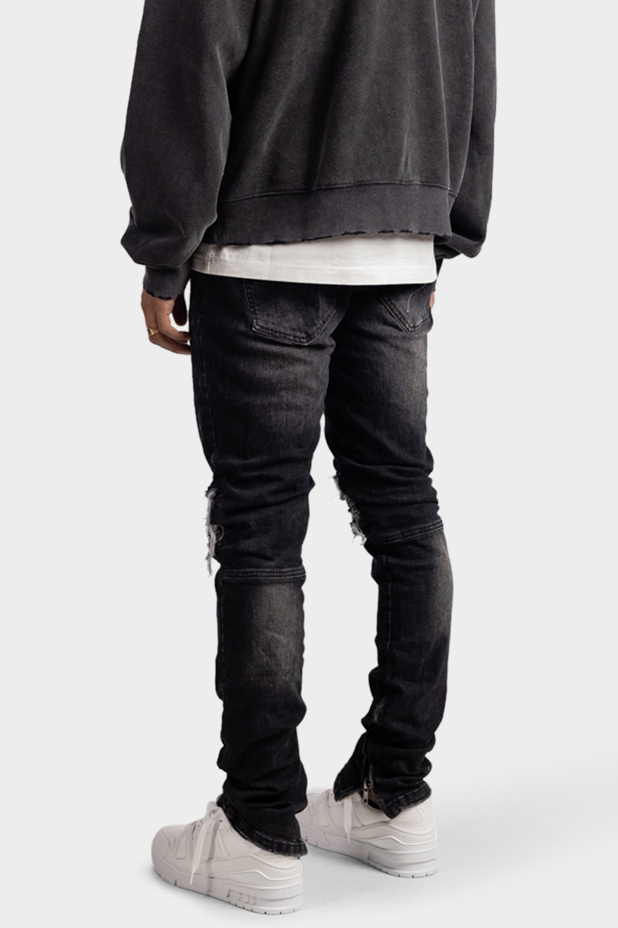ZIP DENIM JEANS BLACK