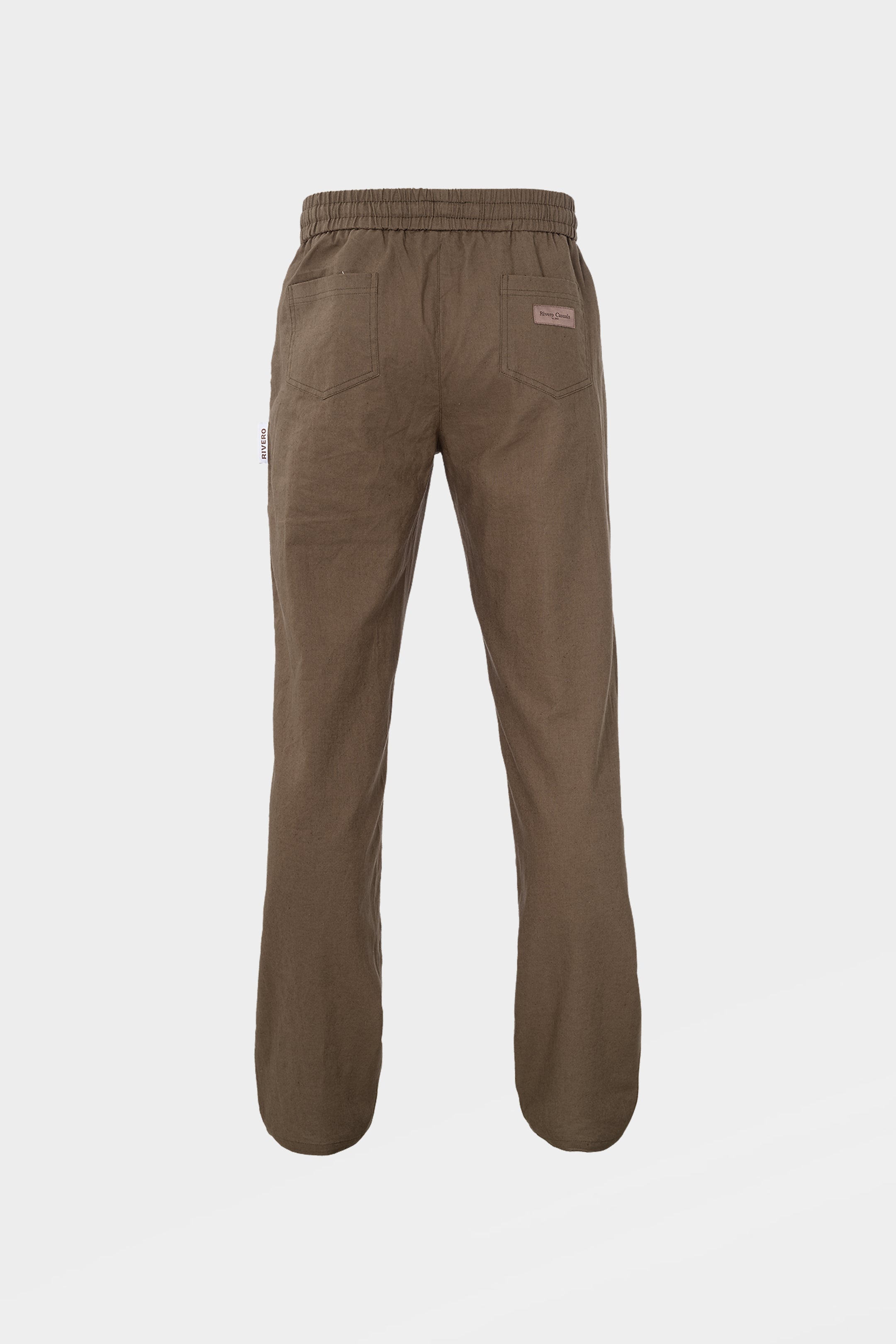 LINEN STRAIGHT LEG PANTS BROWN