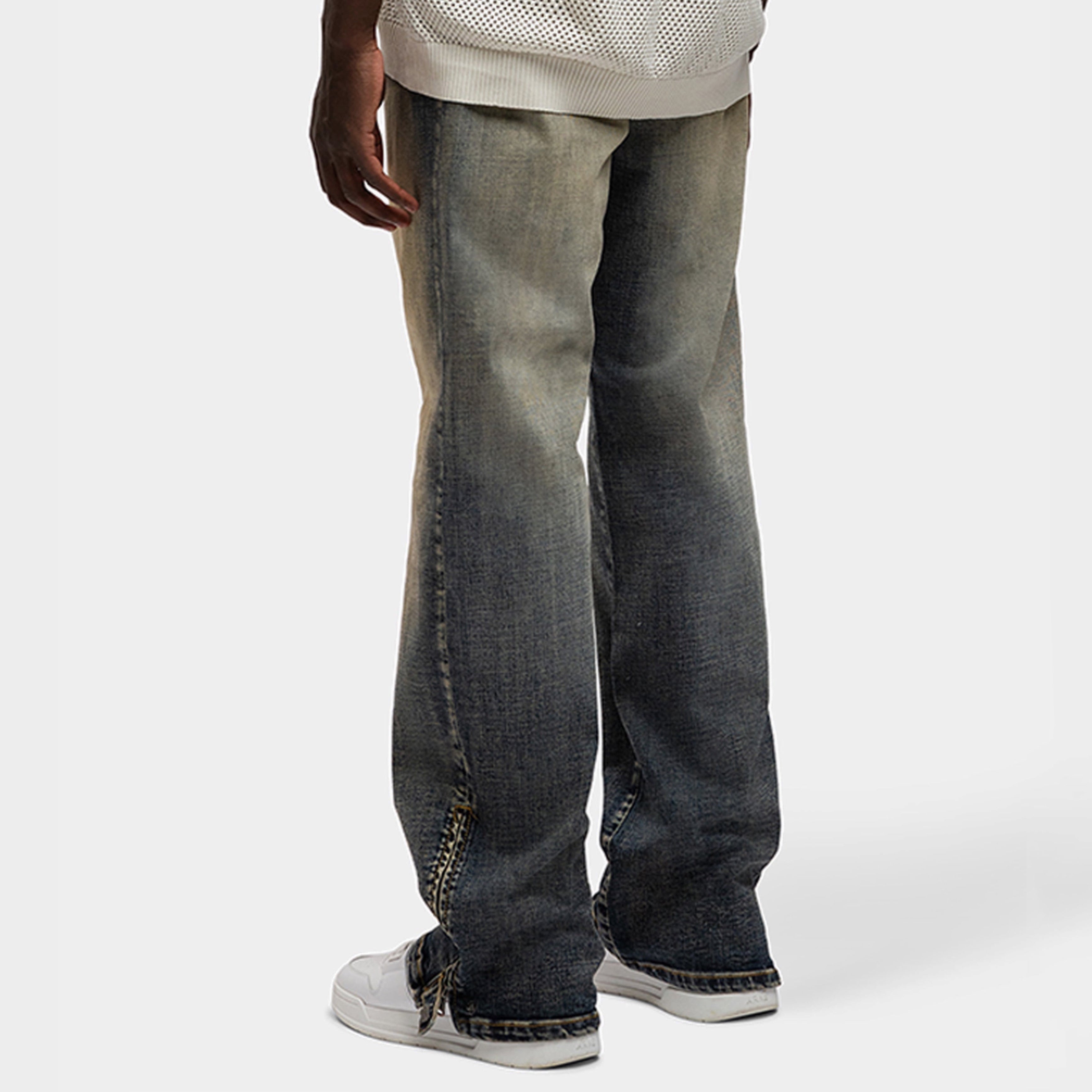 BUTTONED ZIP DENIM WASHED MIDNIGHT BLUE