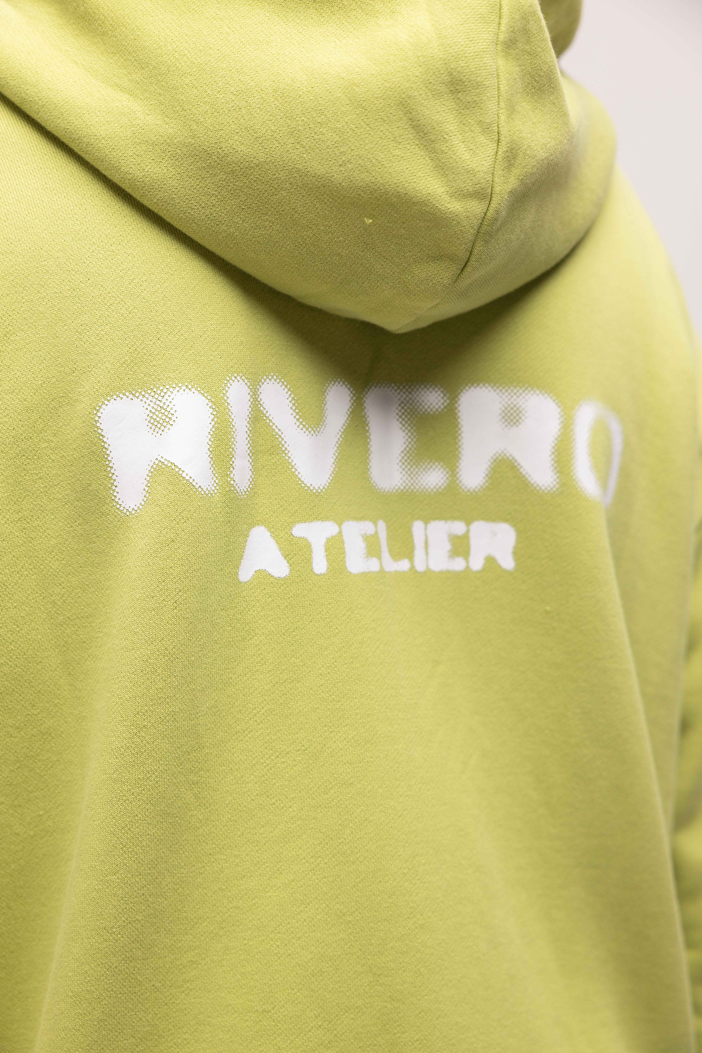 ATELIER SIDE WASHED ZIP HOODIE GREEN