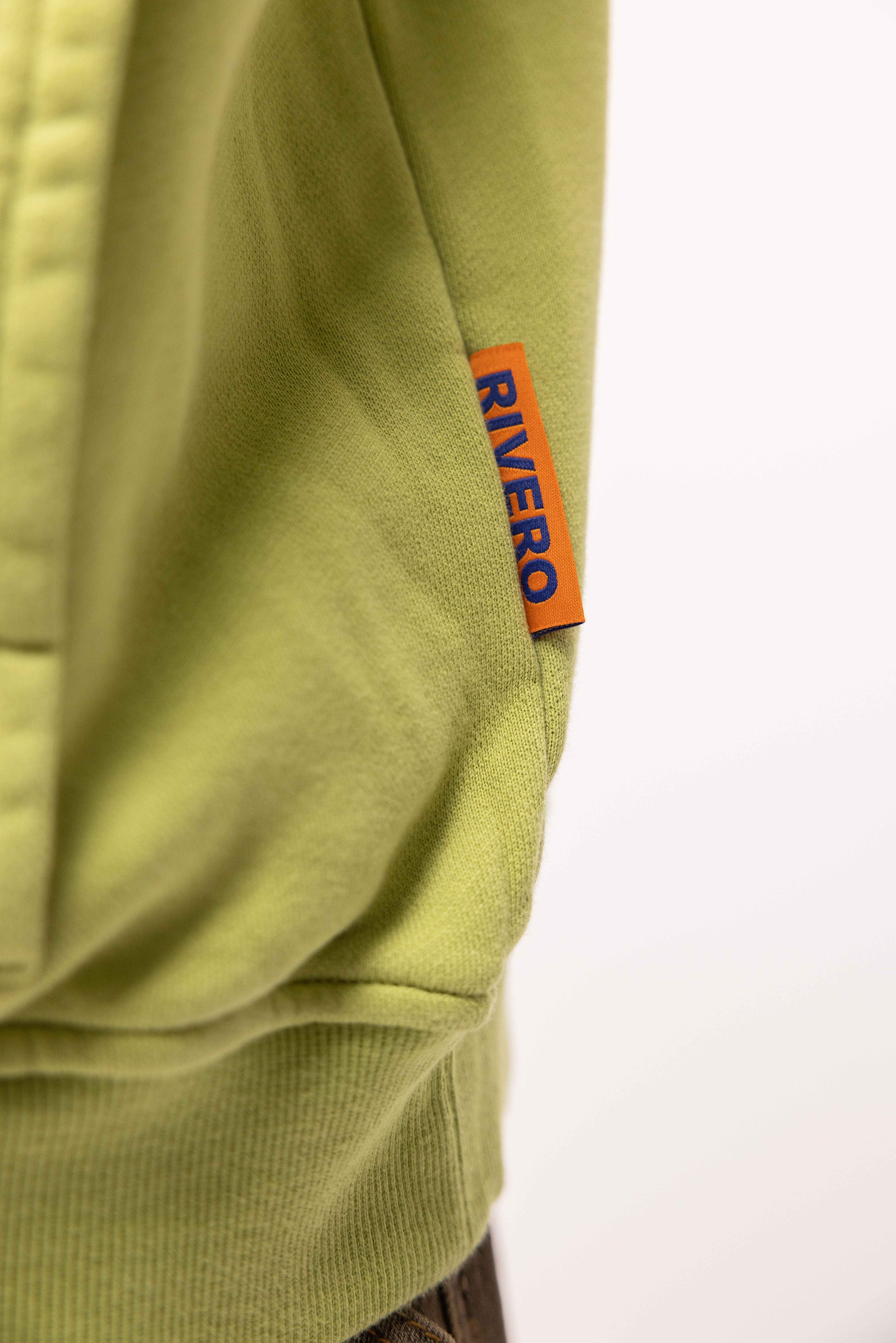 ATELIER SIDE WASHED ZIP HOODIE GREEN