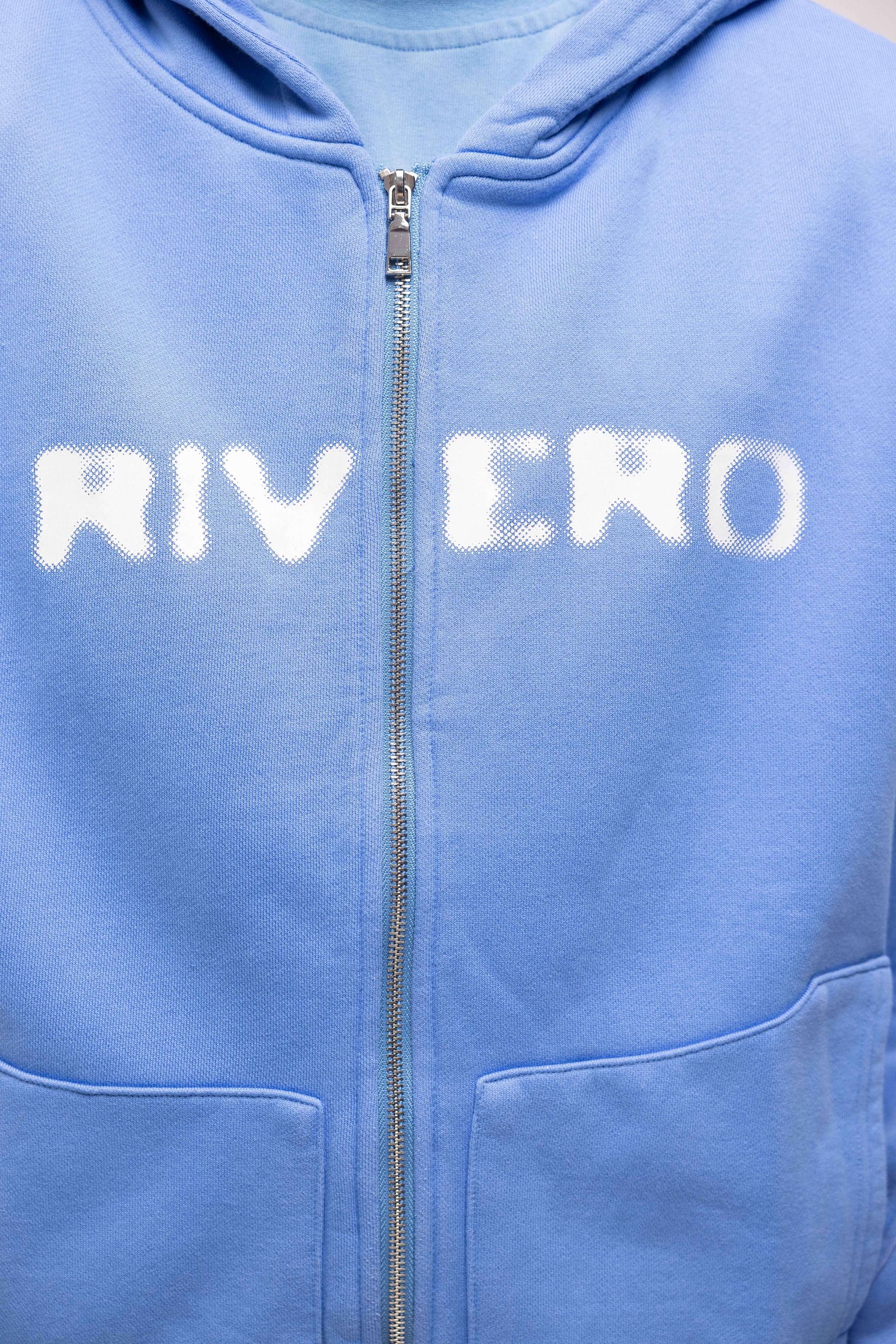 ATELIER SIDE WASHED ZIP HOODIE BLUE