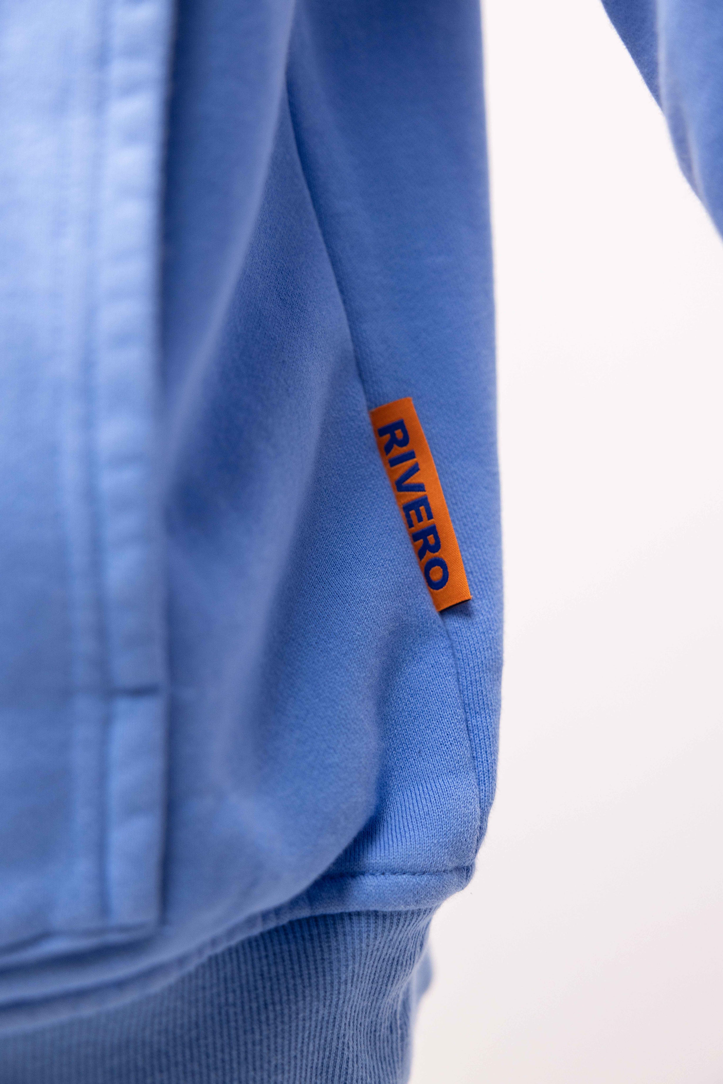 ATELIER SIDE WASHED ZIP HOODIE BLUE