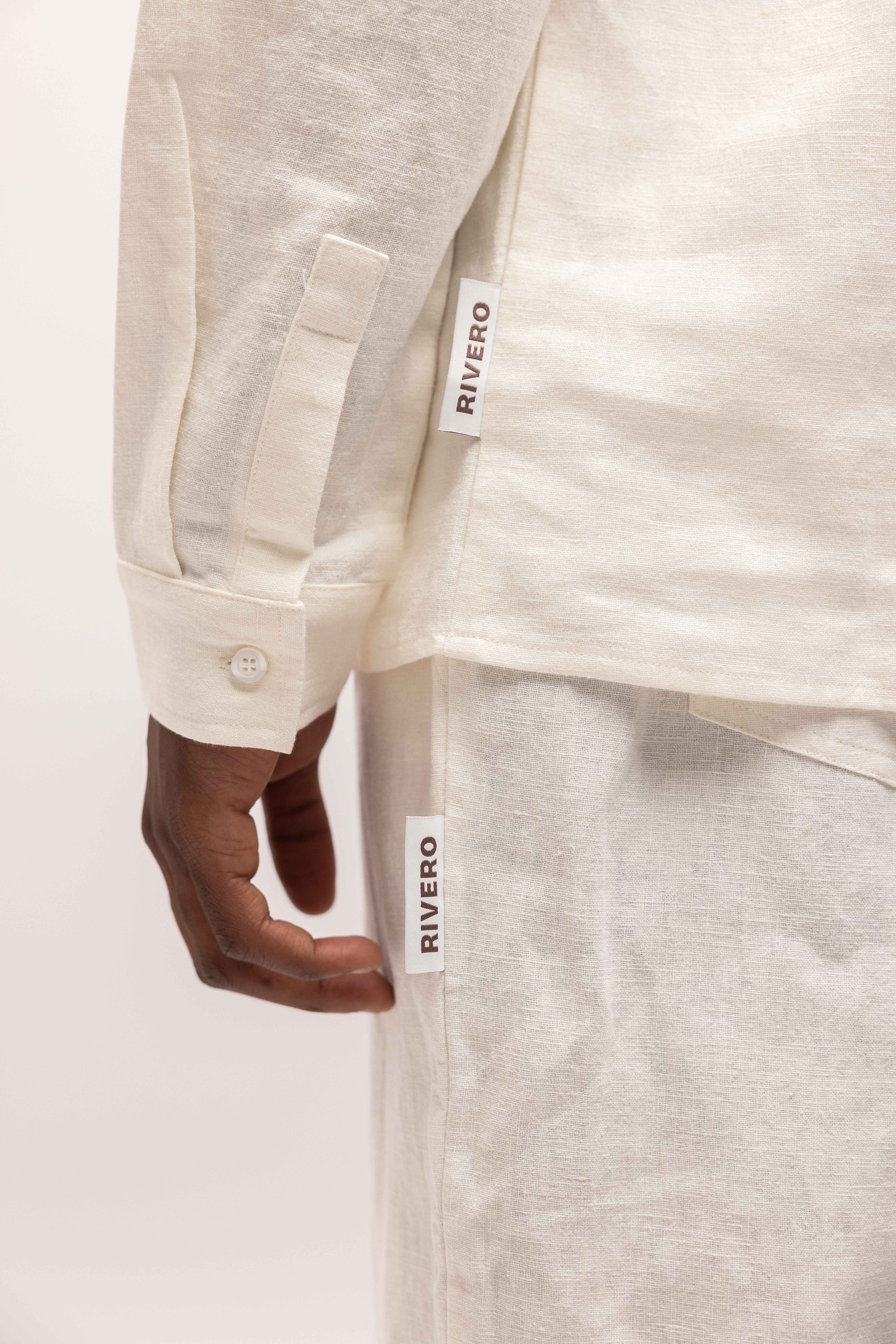 LINEN STRAIGHT LEG PANTS WHITE