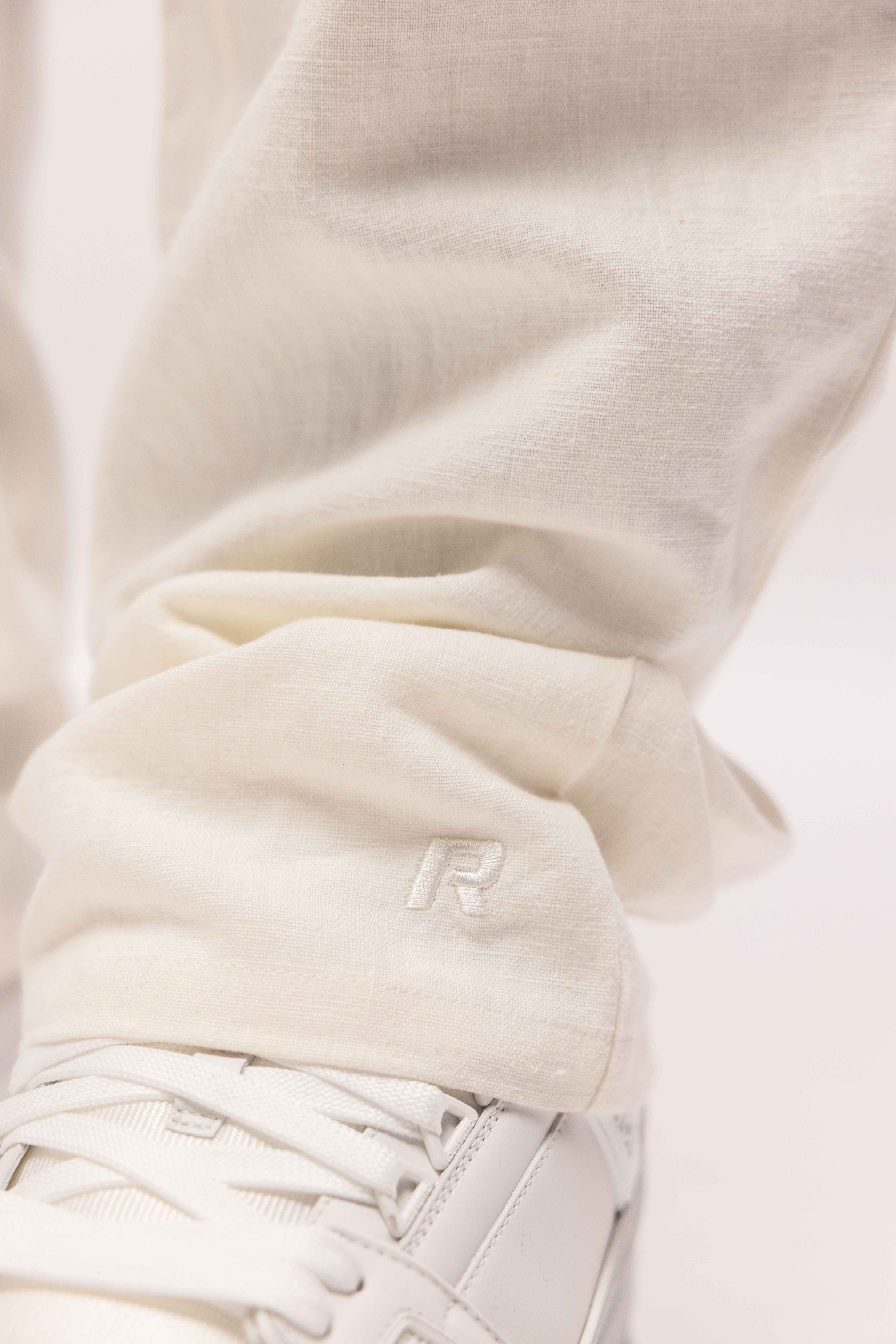 LINEN STRAIGHT LEG PANTS WHITE