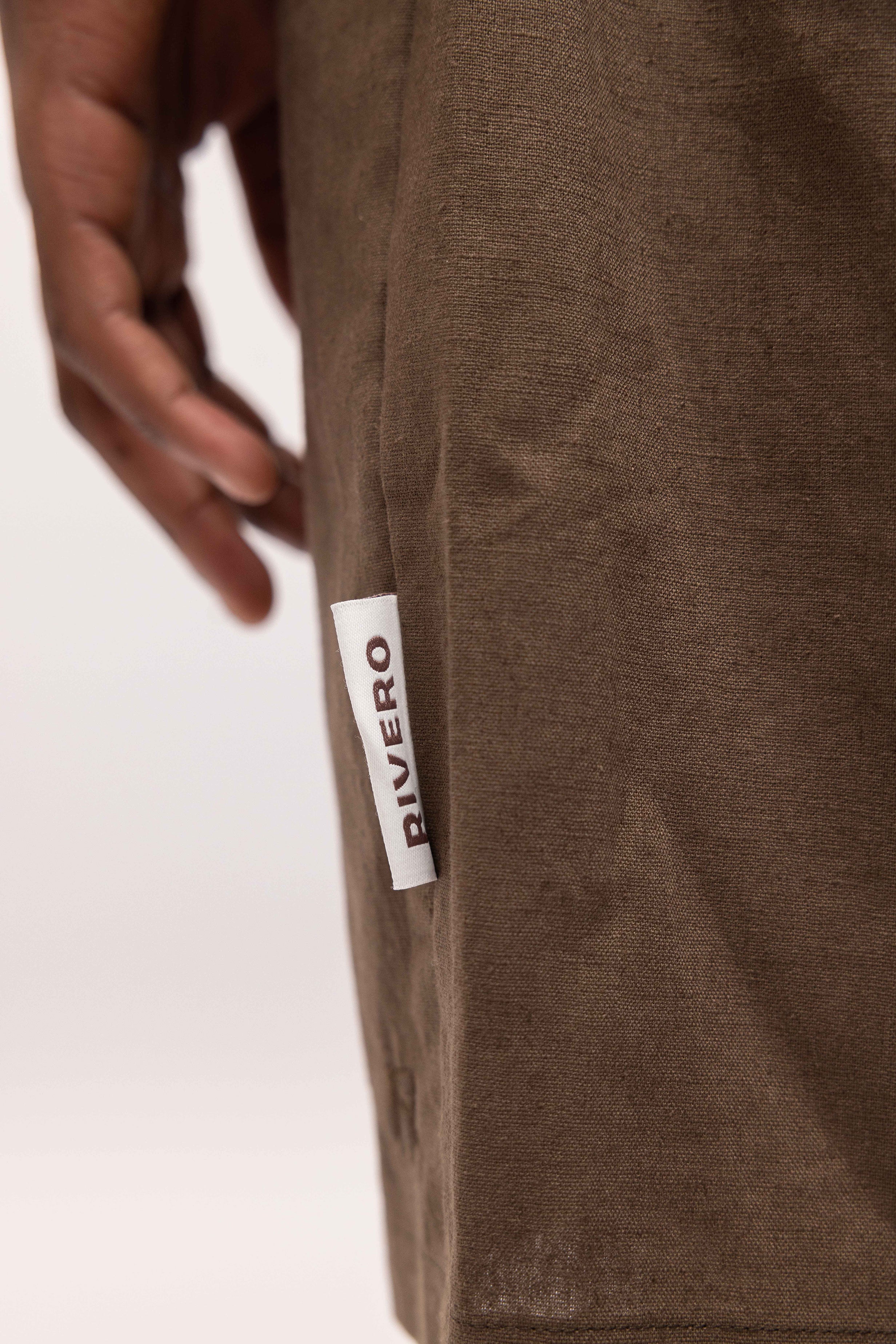 LINEN SHORTS BROWN