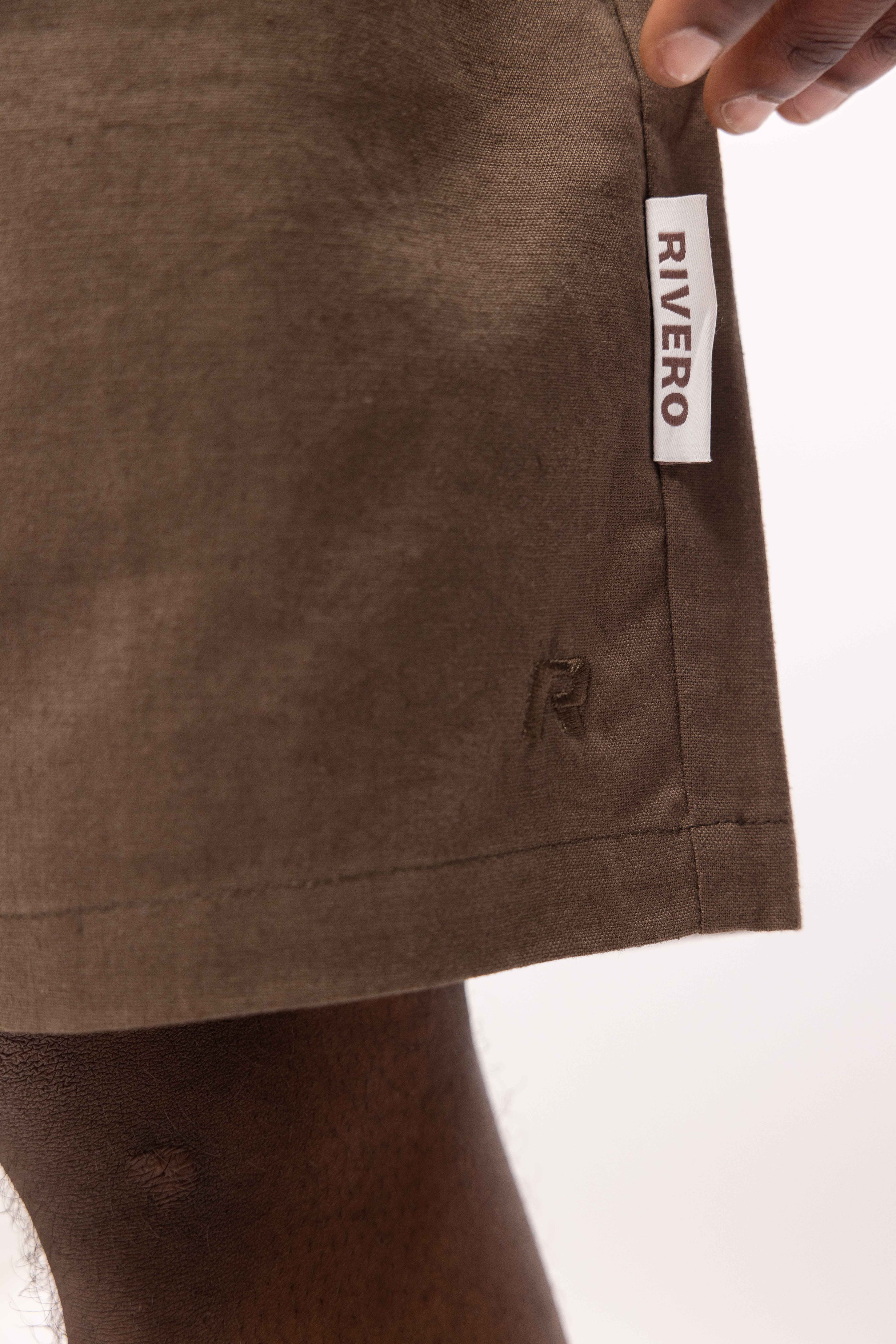 LINEN SHORTS BROWN