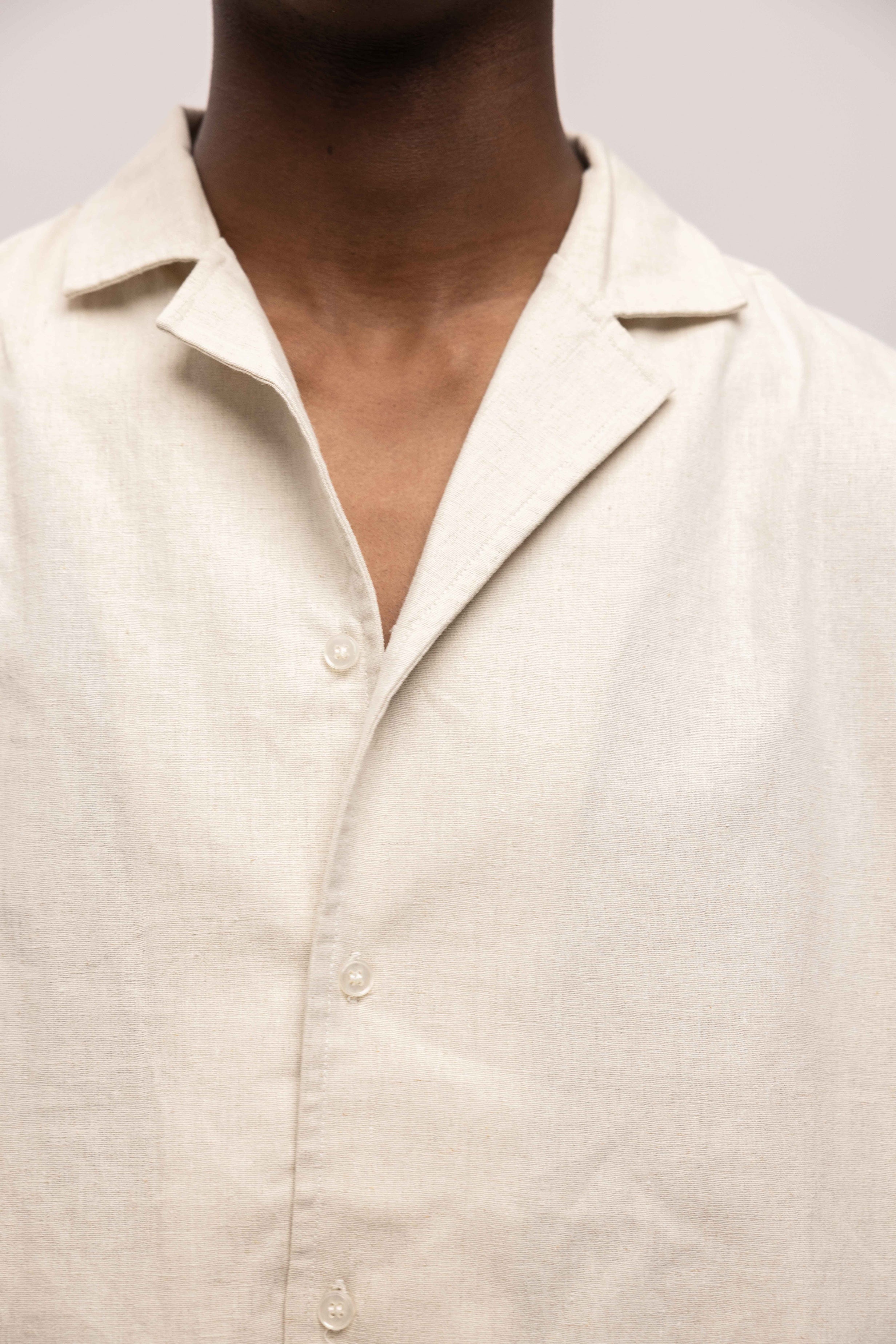 LINEN SHIRT SHORT SLEEVE SAND