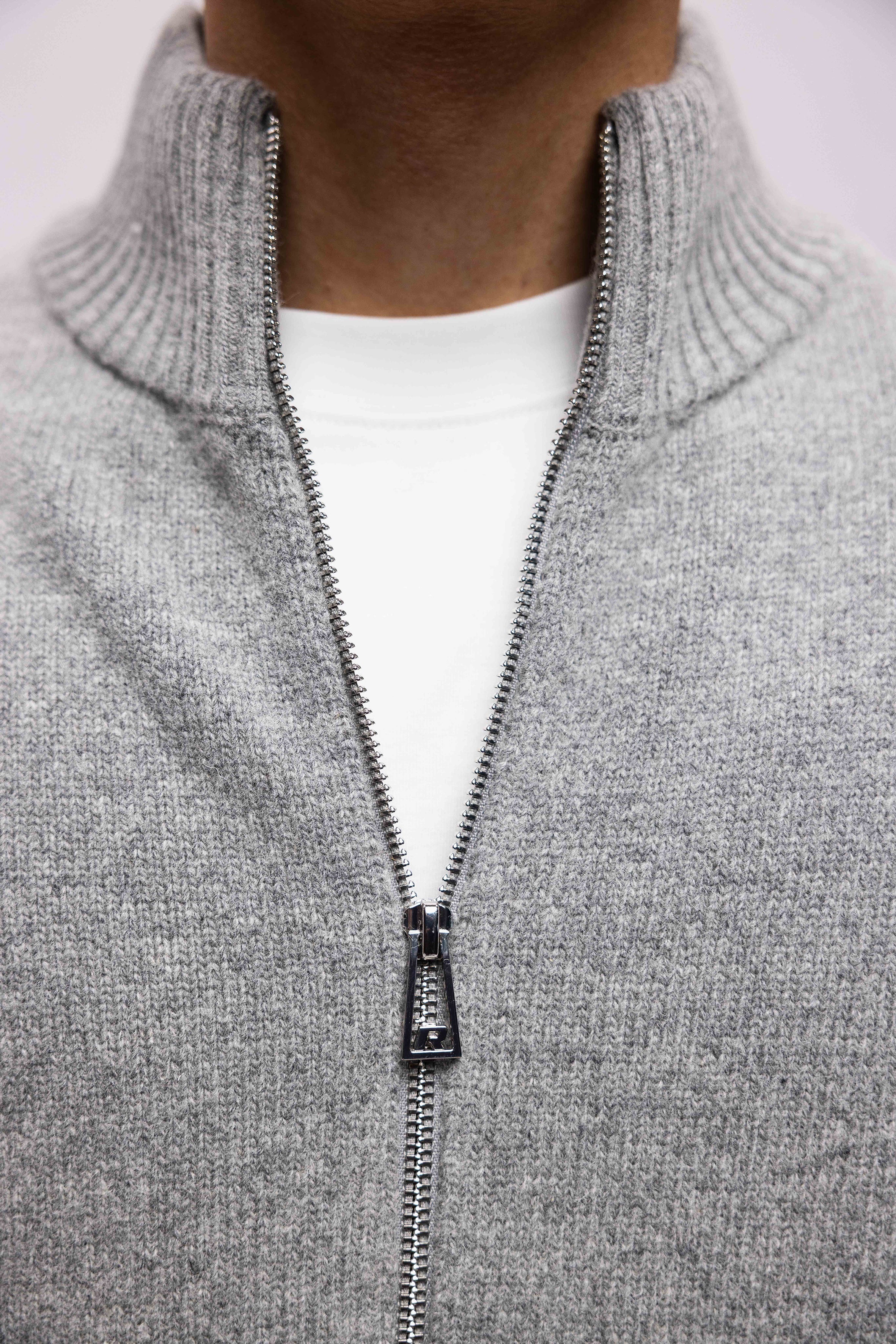 WOOL ZIP UP FROST GREY