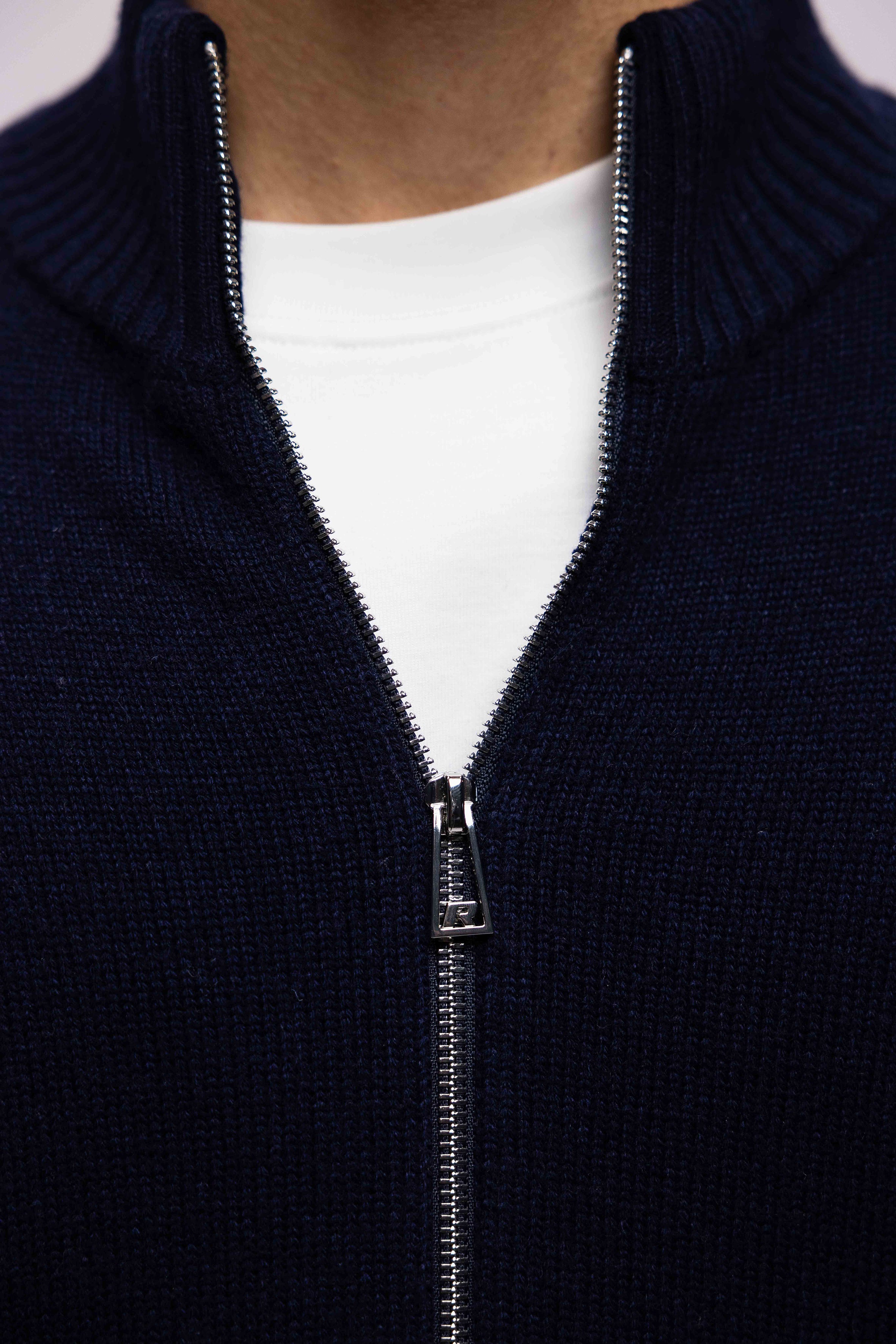 WOOL ZIP UP NAVY