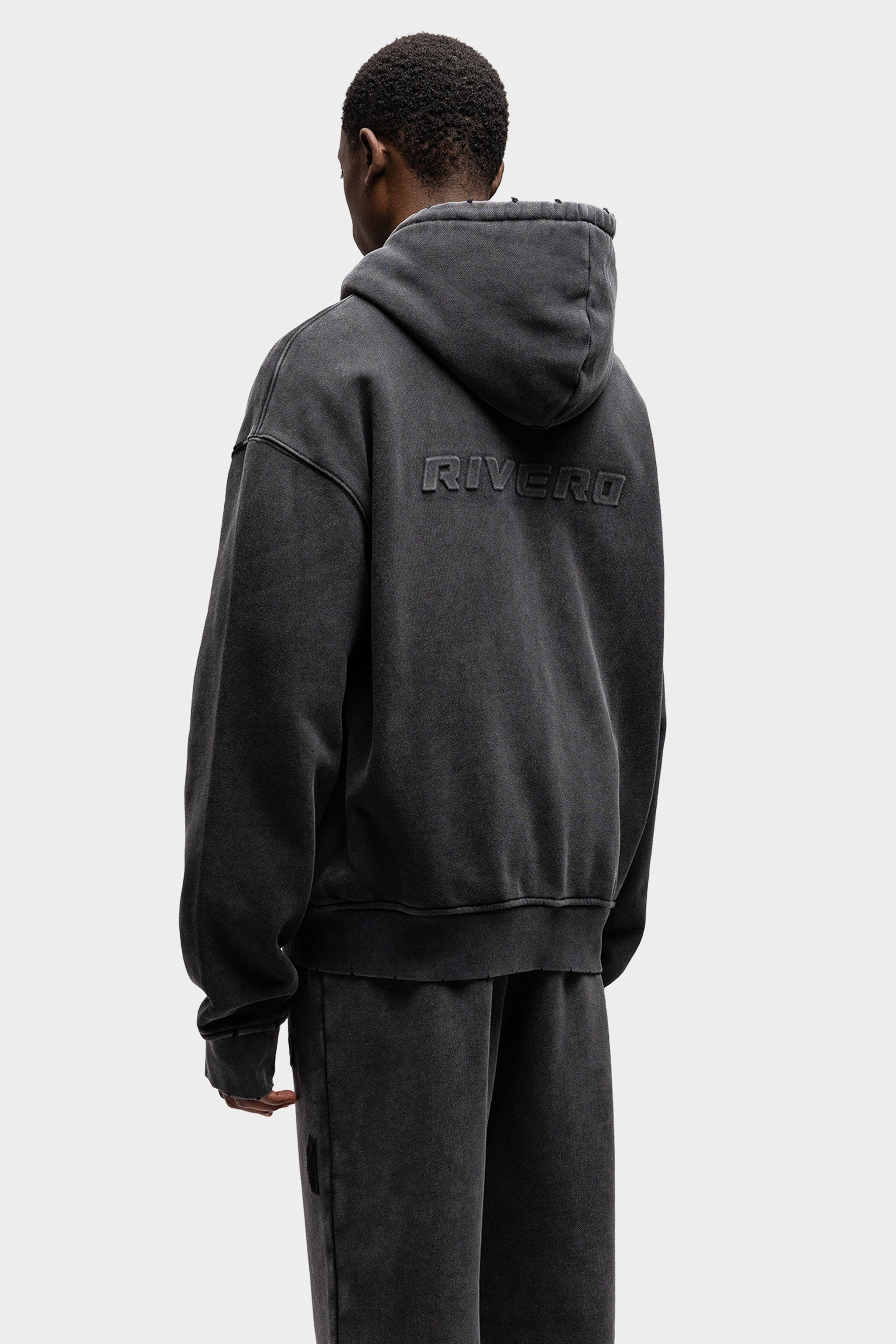 SIGNATURE EMBOSSED WASHED ZIP HOODIE