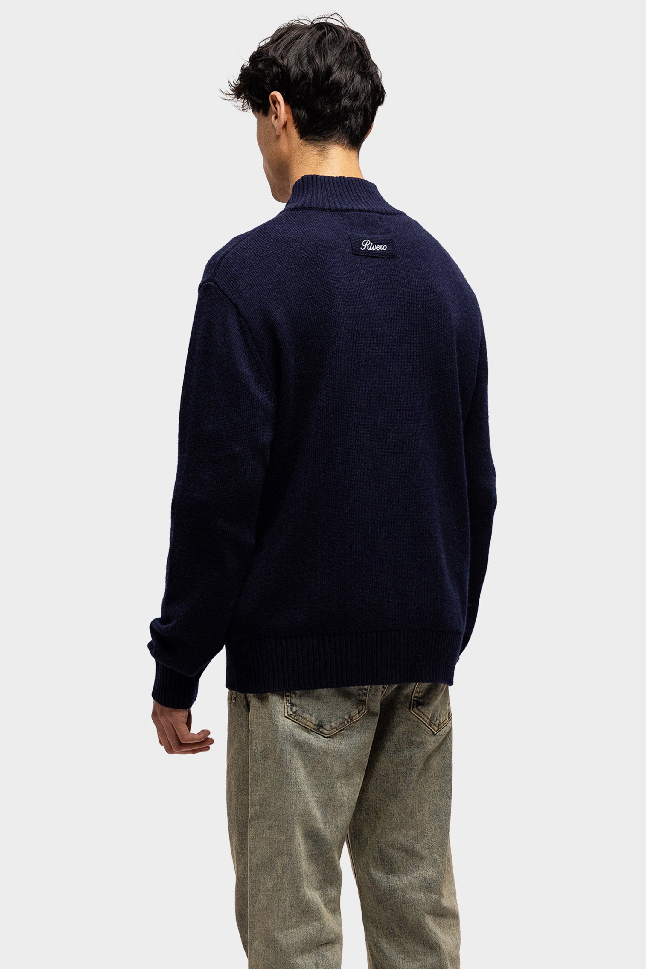 WOOL ZIP UP NAVY