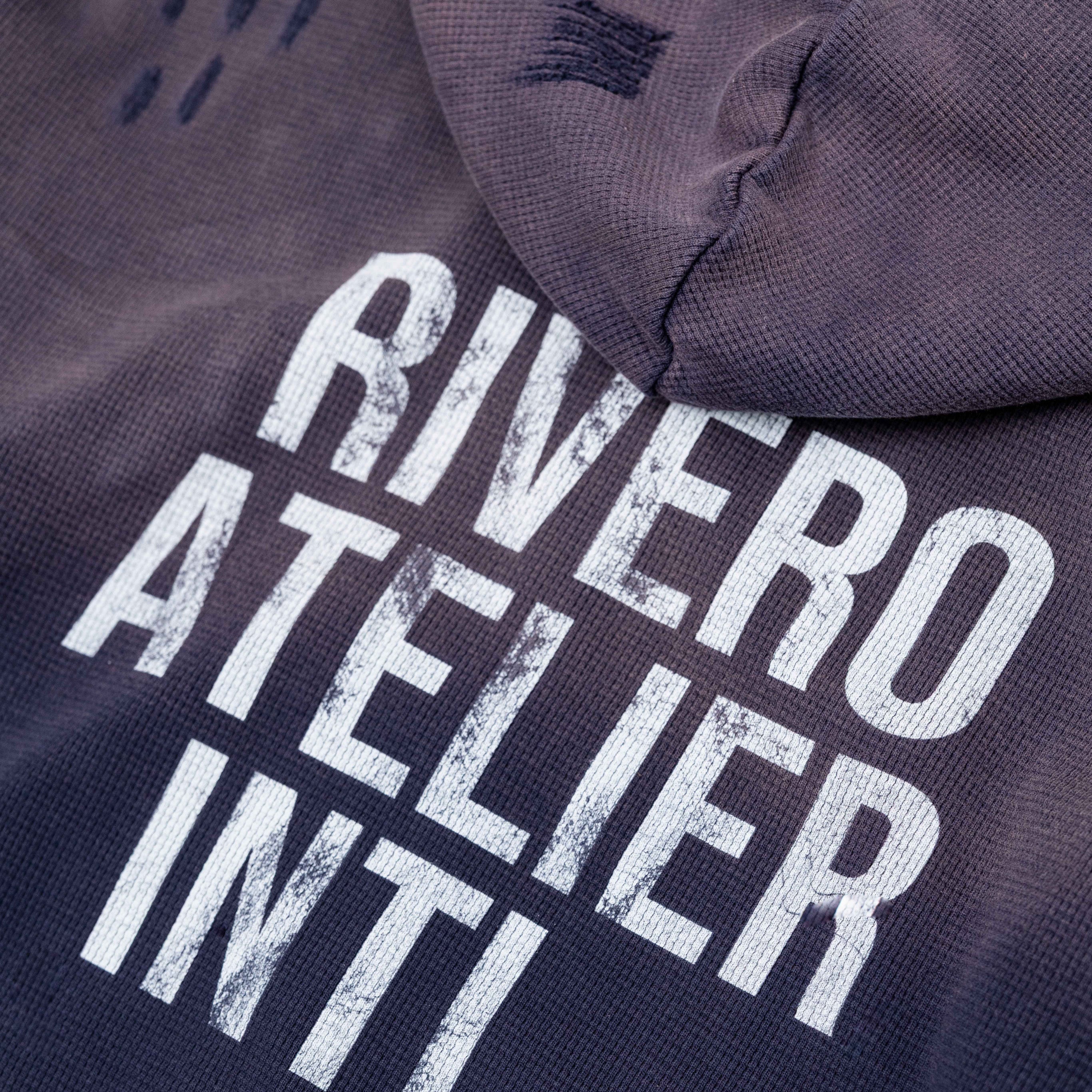INTL. WASHED WAFFLE ZIP HOODIE NAVY