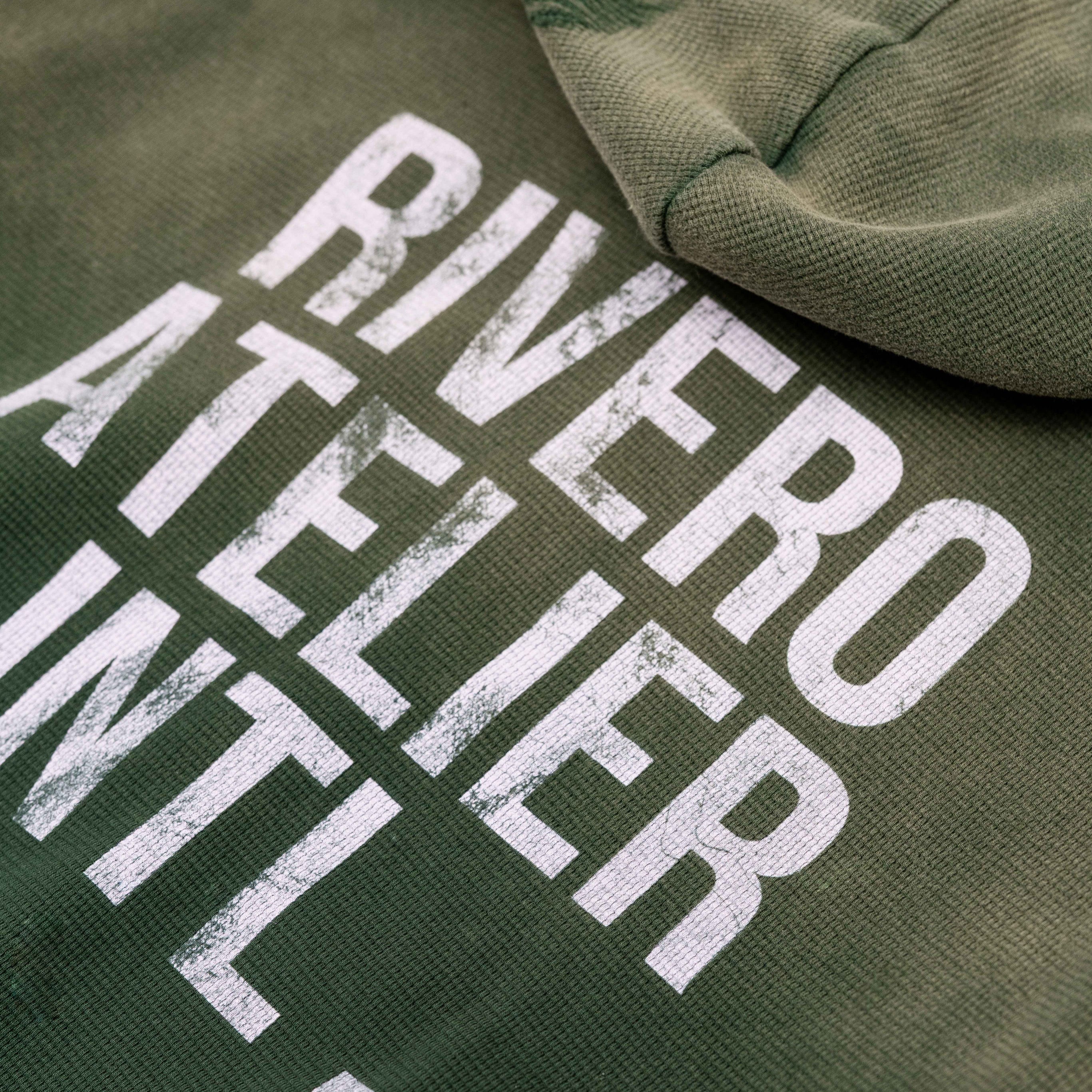 INTL. WASHED WAFFLE ZIP HOODIE GREEN