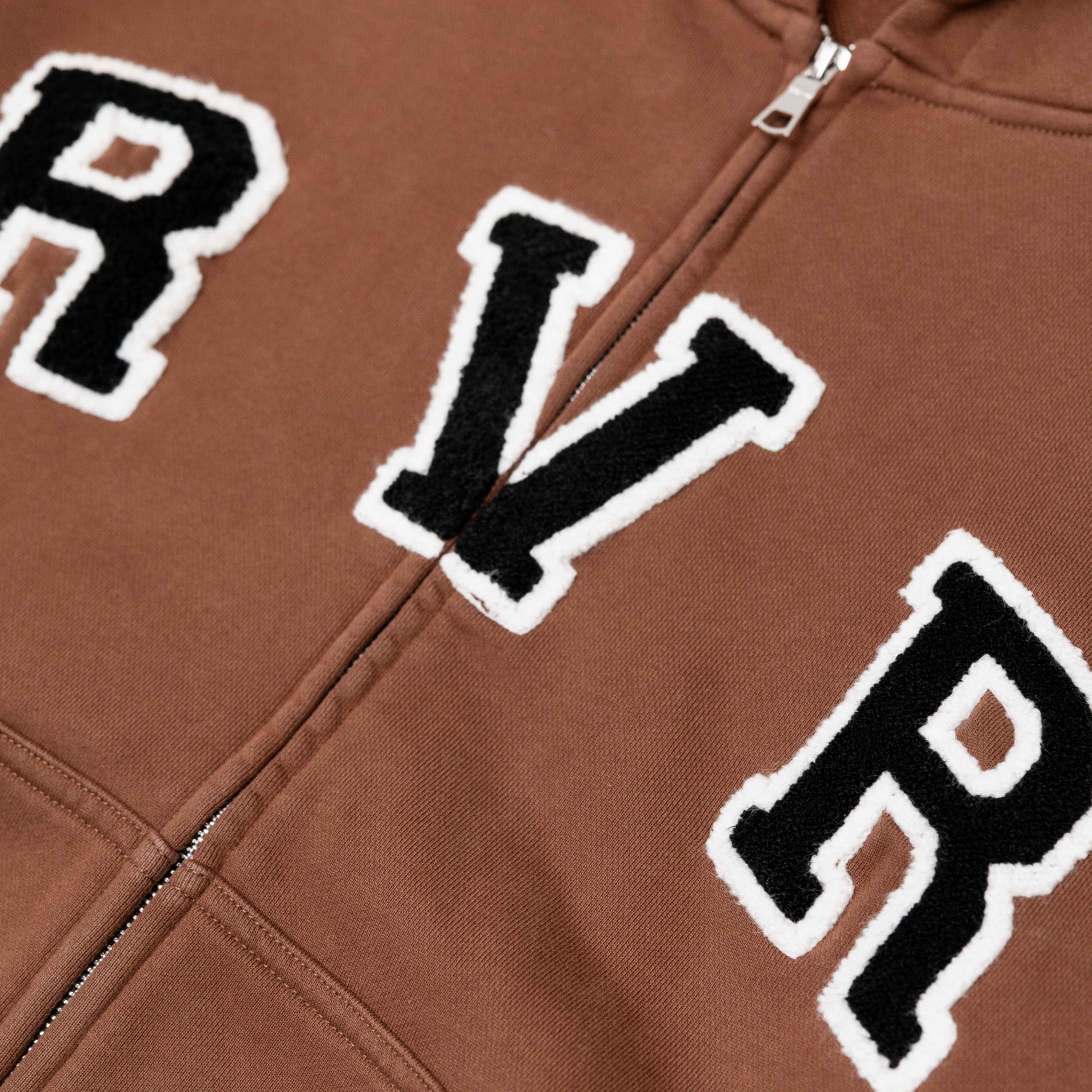 ACADEMY DENIM CUFF ZIP HOODIE BROWN