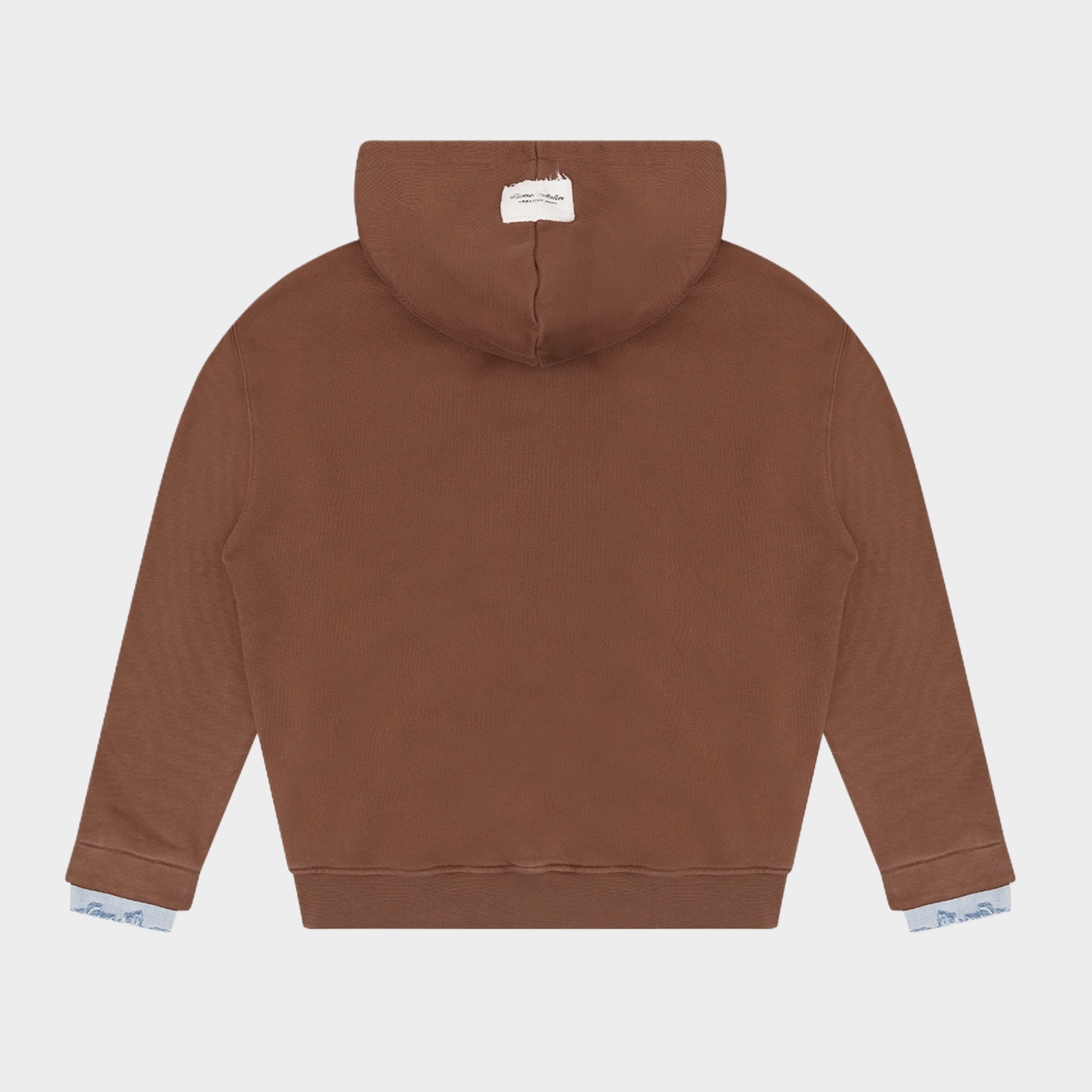 ACADEMY DENIM CUFF ZIP HOODIE BROWN