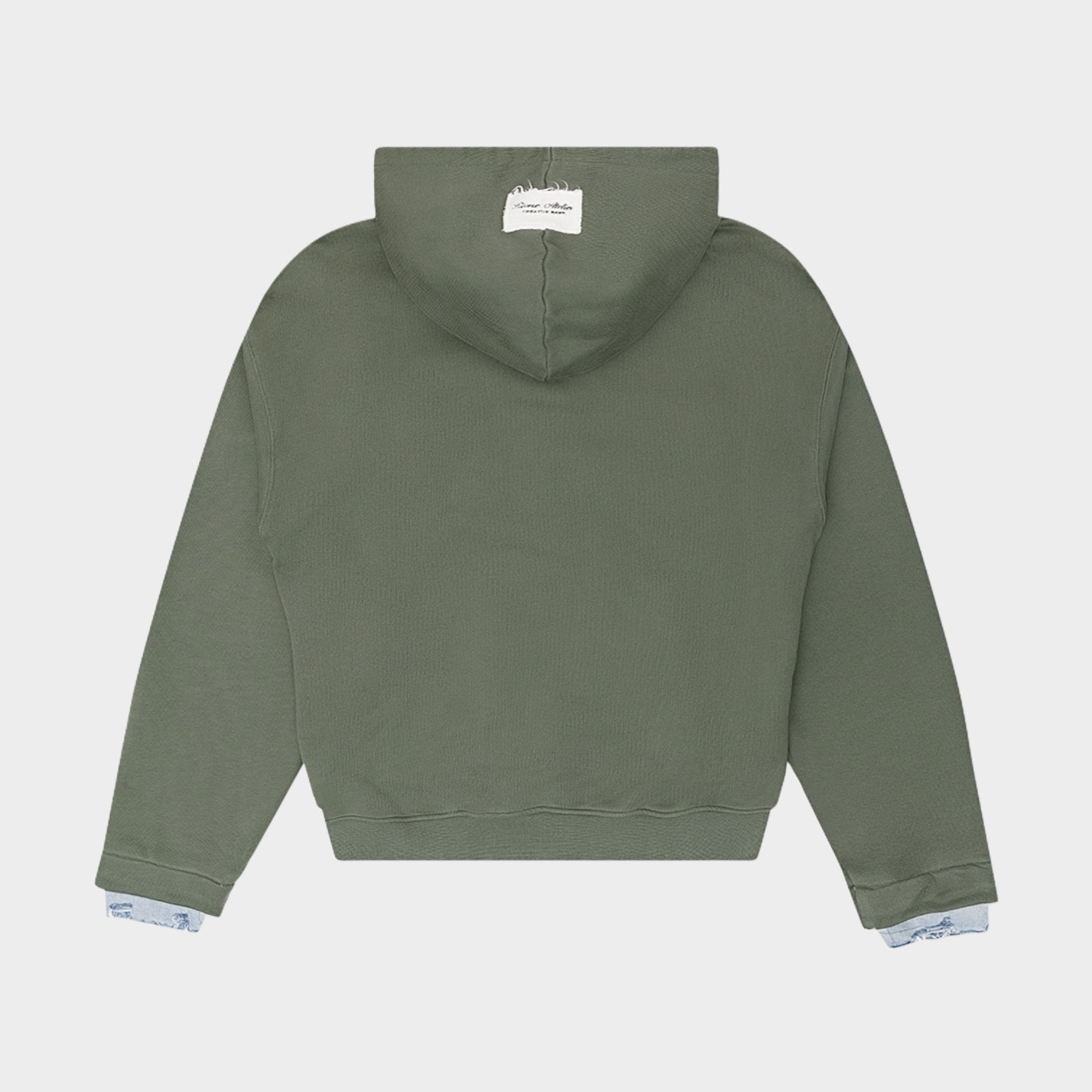 ACADEMY DENIM CUFF ZIP HOODIE GREEN