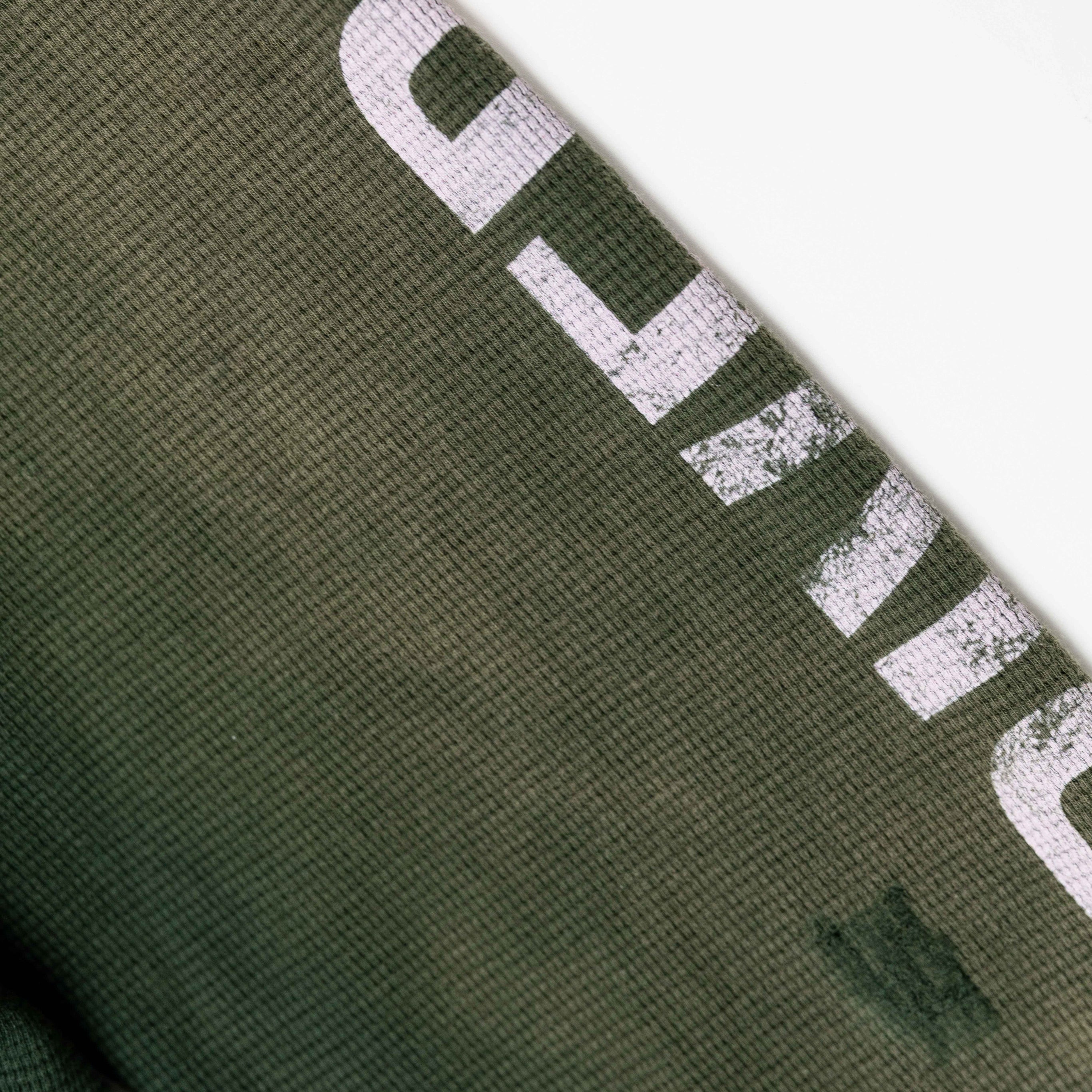 INTL. WASHED WAFFLE ZIP HOODIE GREEN