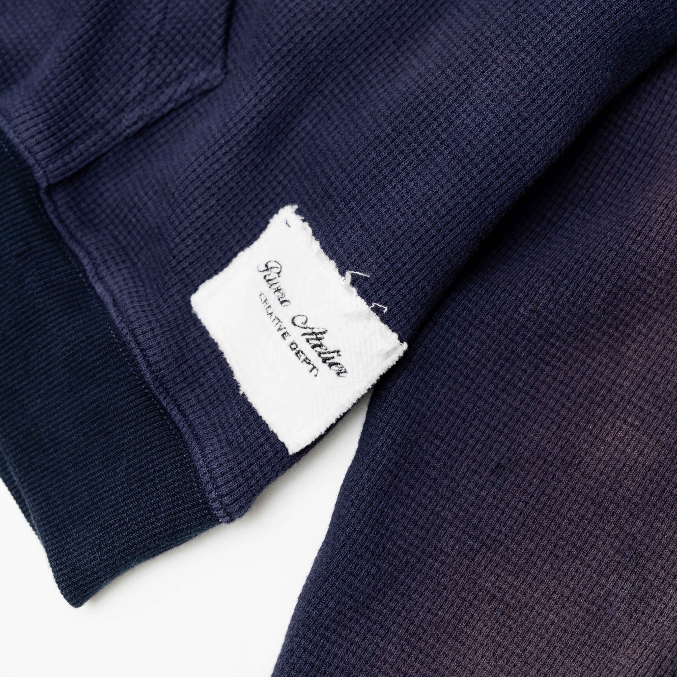 INTL. WASHED WAFFLE ZIP HOODIE NAVY