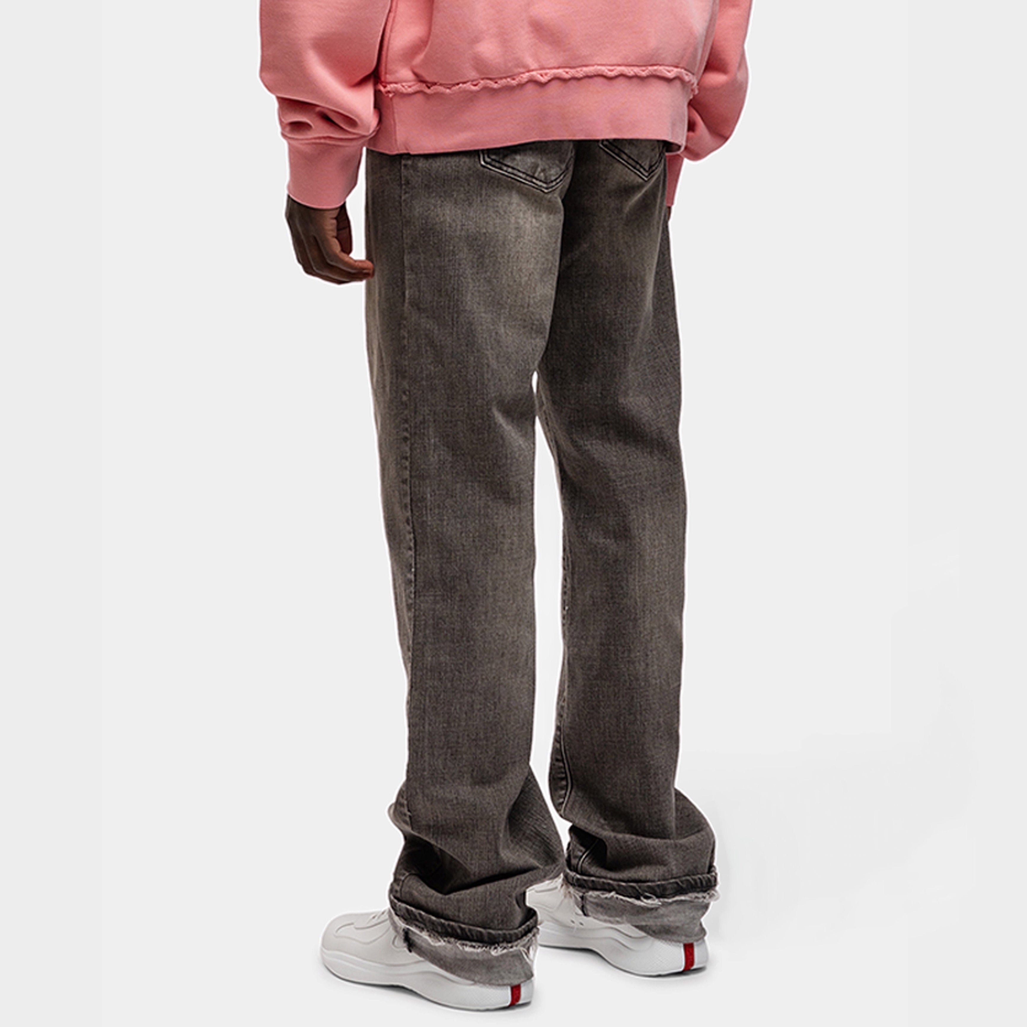 RELAXED FADED FOLD DENIM JEANS