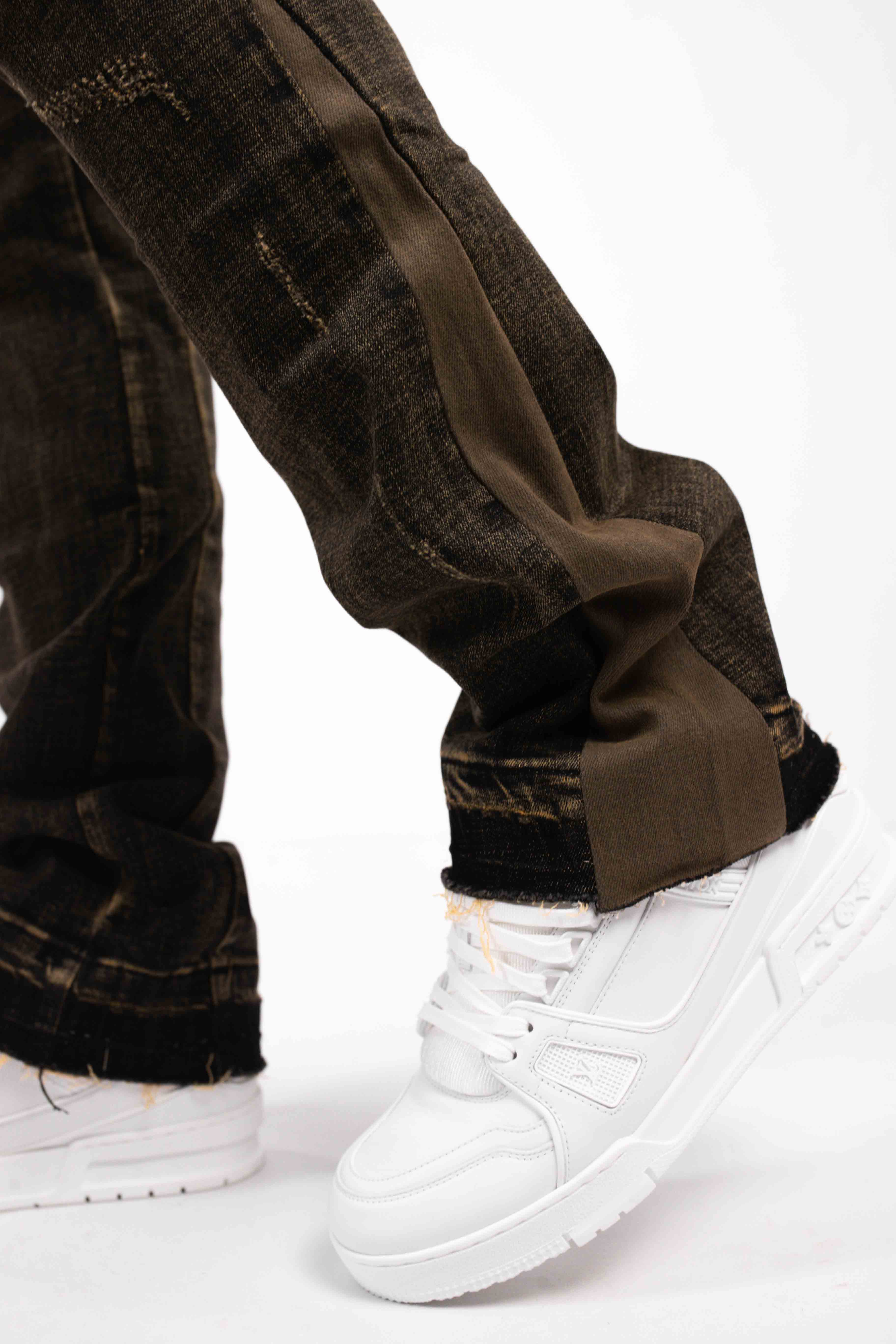 VINTAGE FLARED DENIM JEANS WASHED DARK