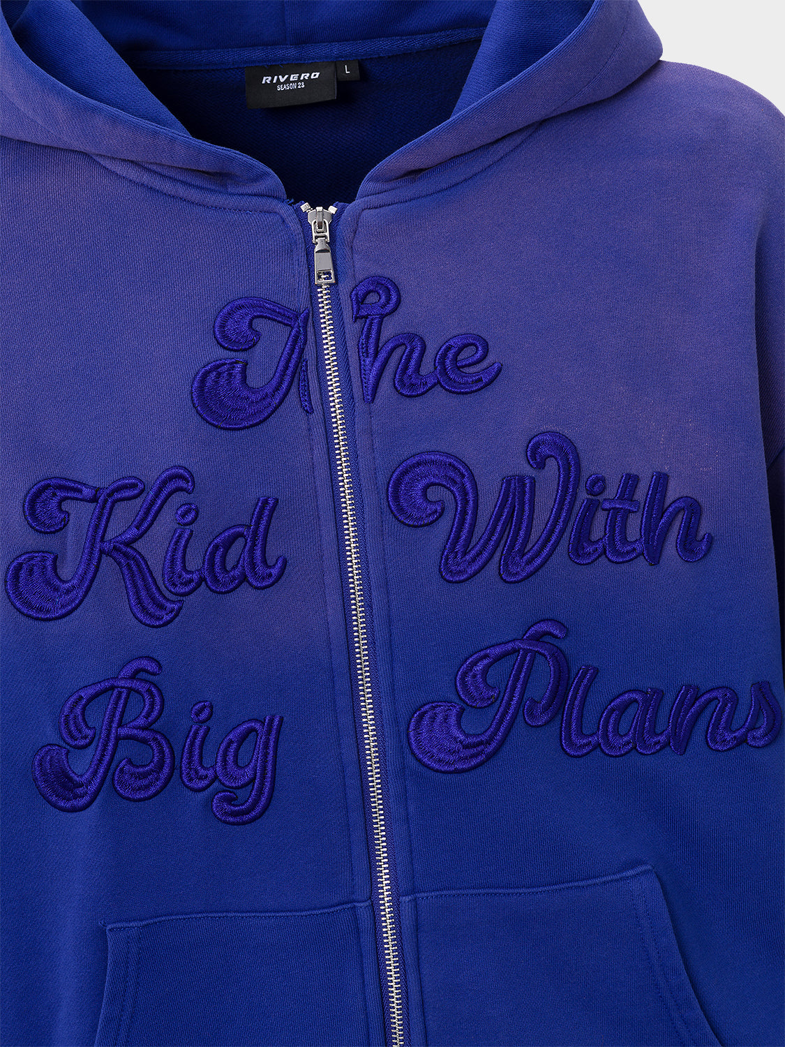 BIG PLANS OVERSIZED ZIP HOODIE WASHED BLUE