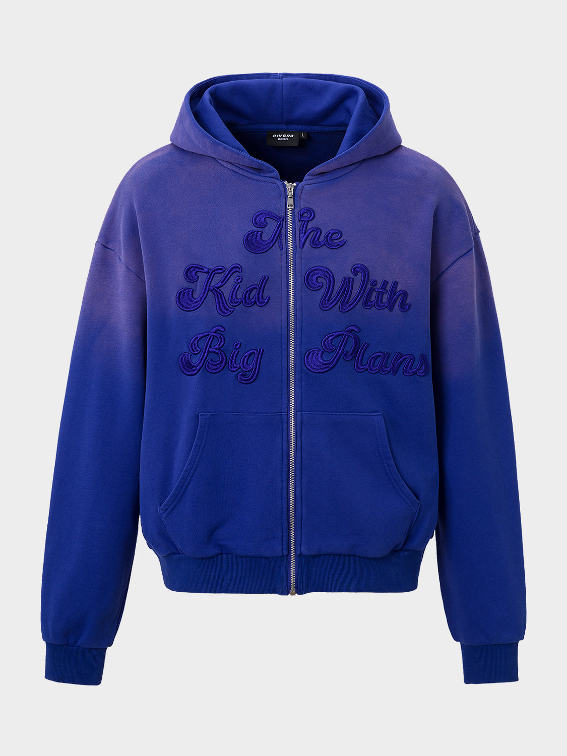 BIG PLANS OVERSIZED ZIP HOODIE WASHED BLUE