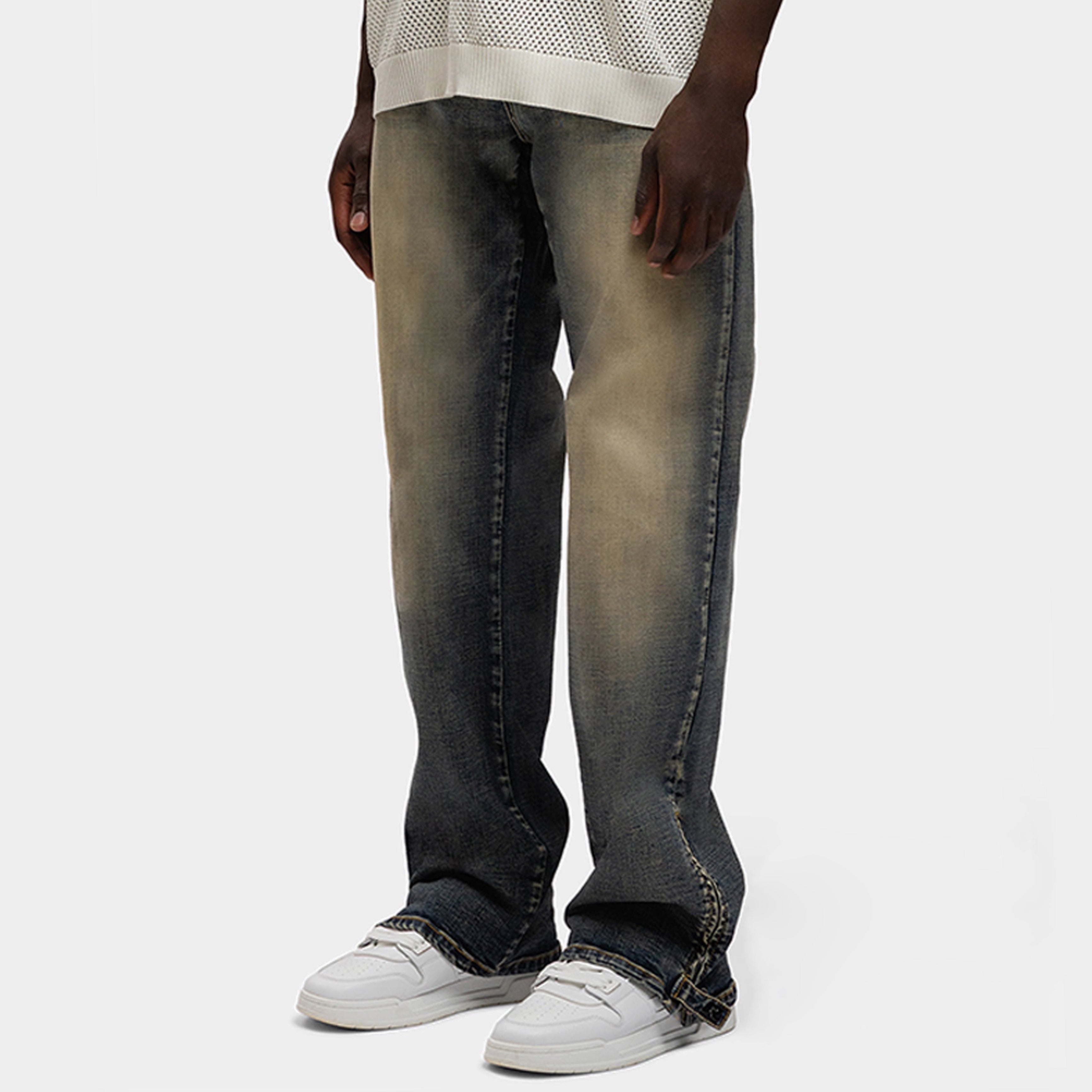 BUTTONED ZIP DENIM WASHED MIDNIGHT BLUE