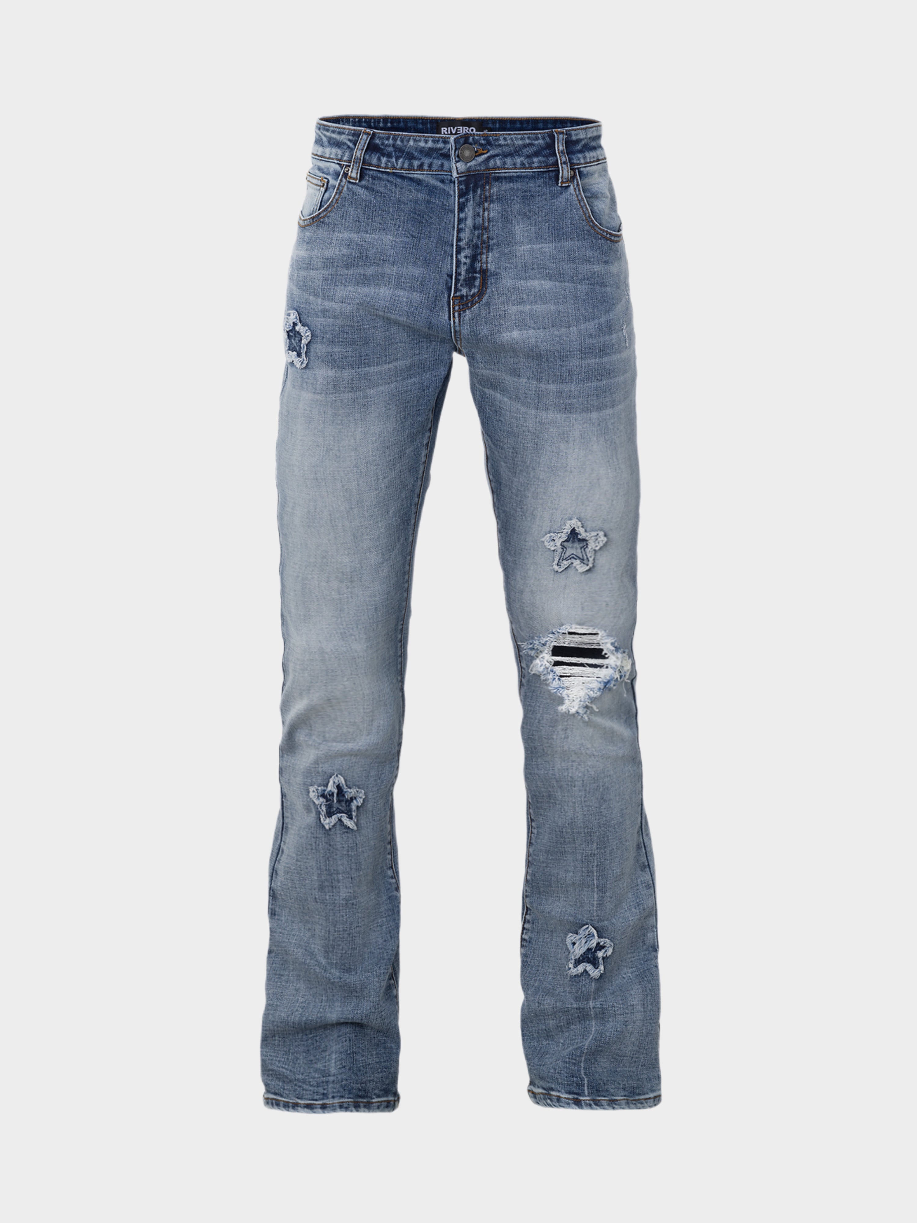 STAR DENIM PATCHED FLARED JEANS