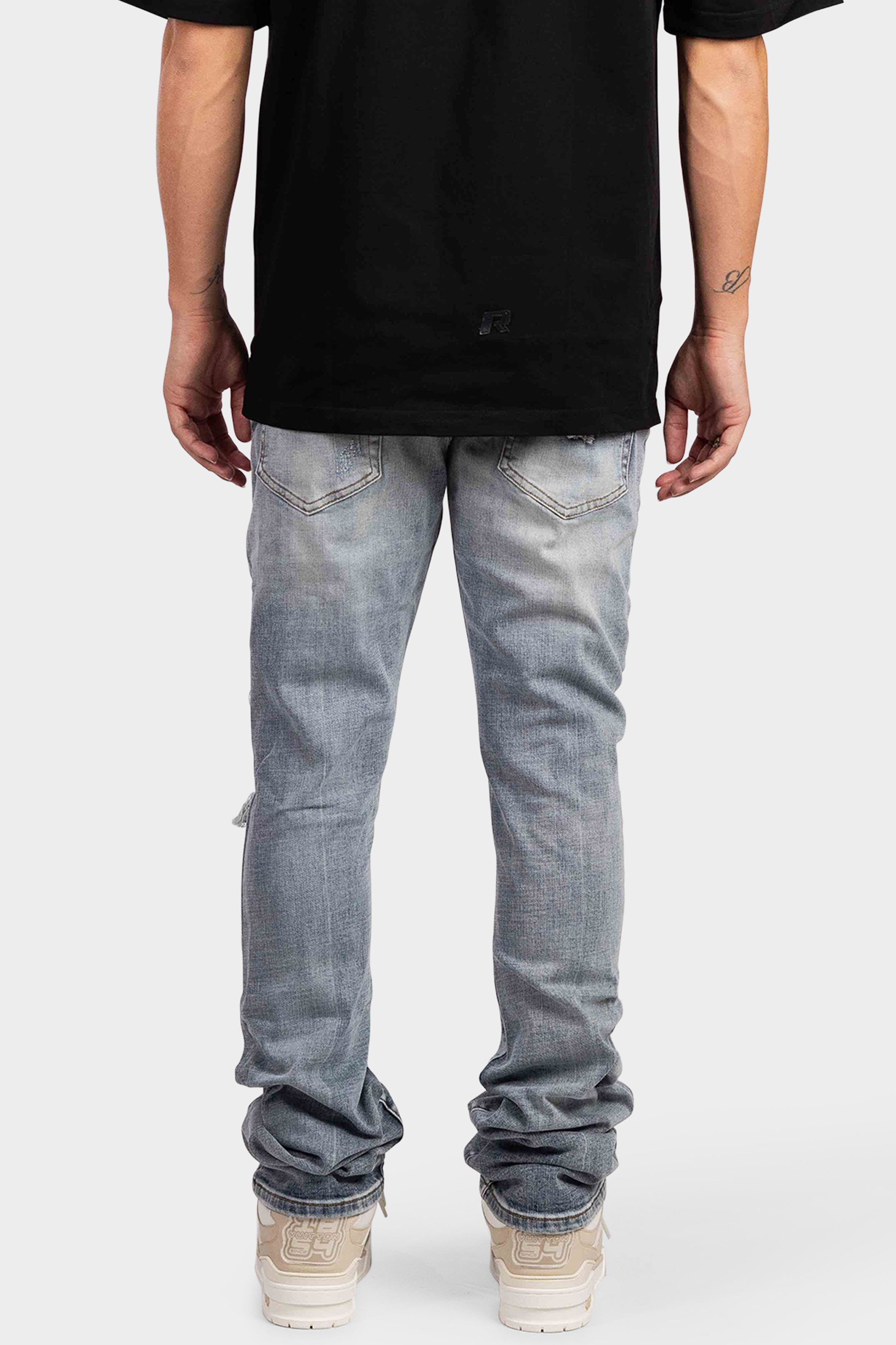 STAR DENIM PATCHED FLARED JEANS