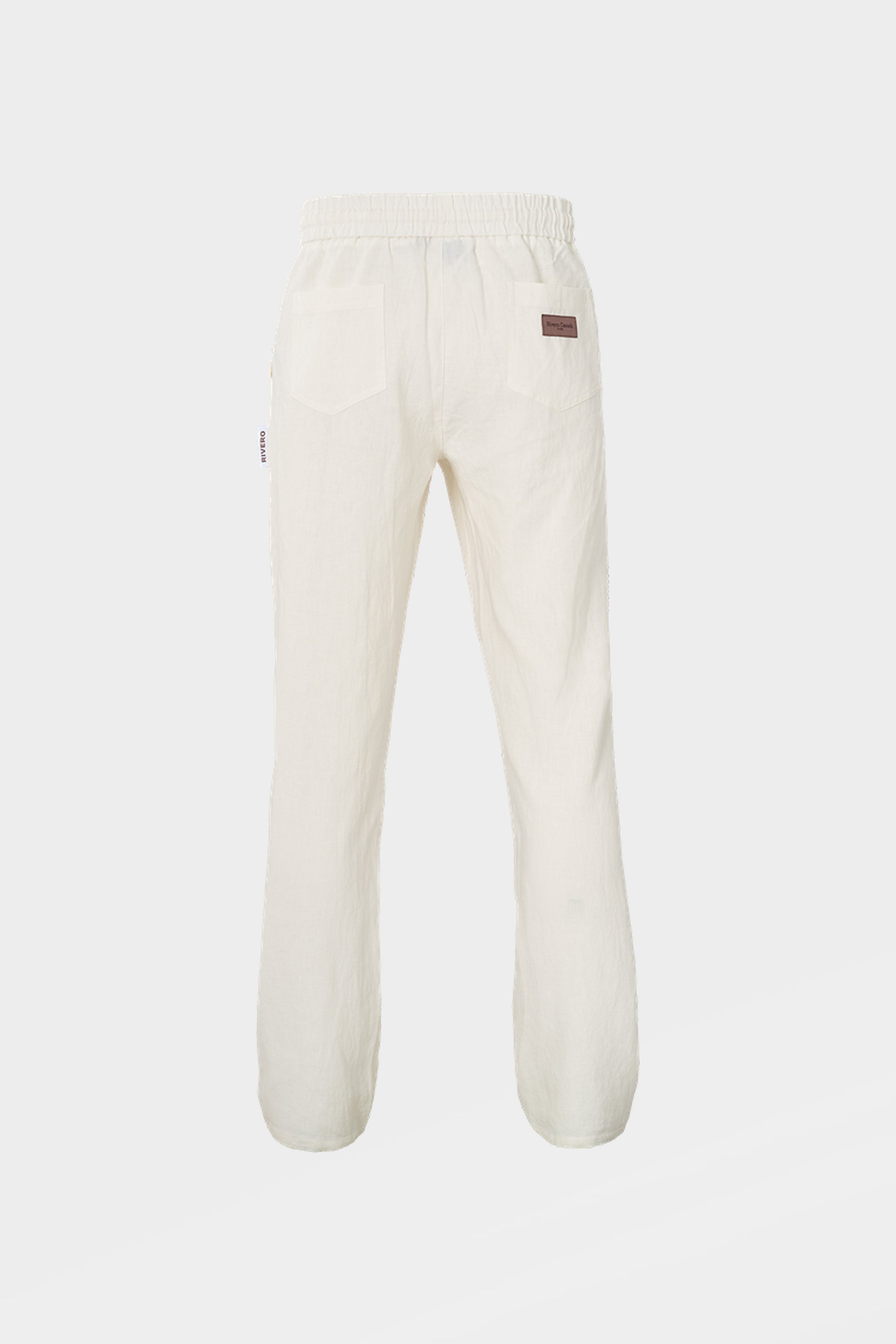 LINEN STRAIGHT LEG PANTS WHITE