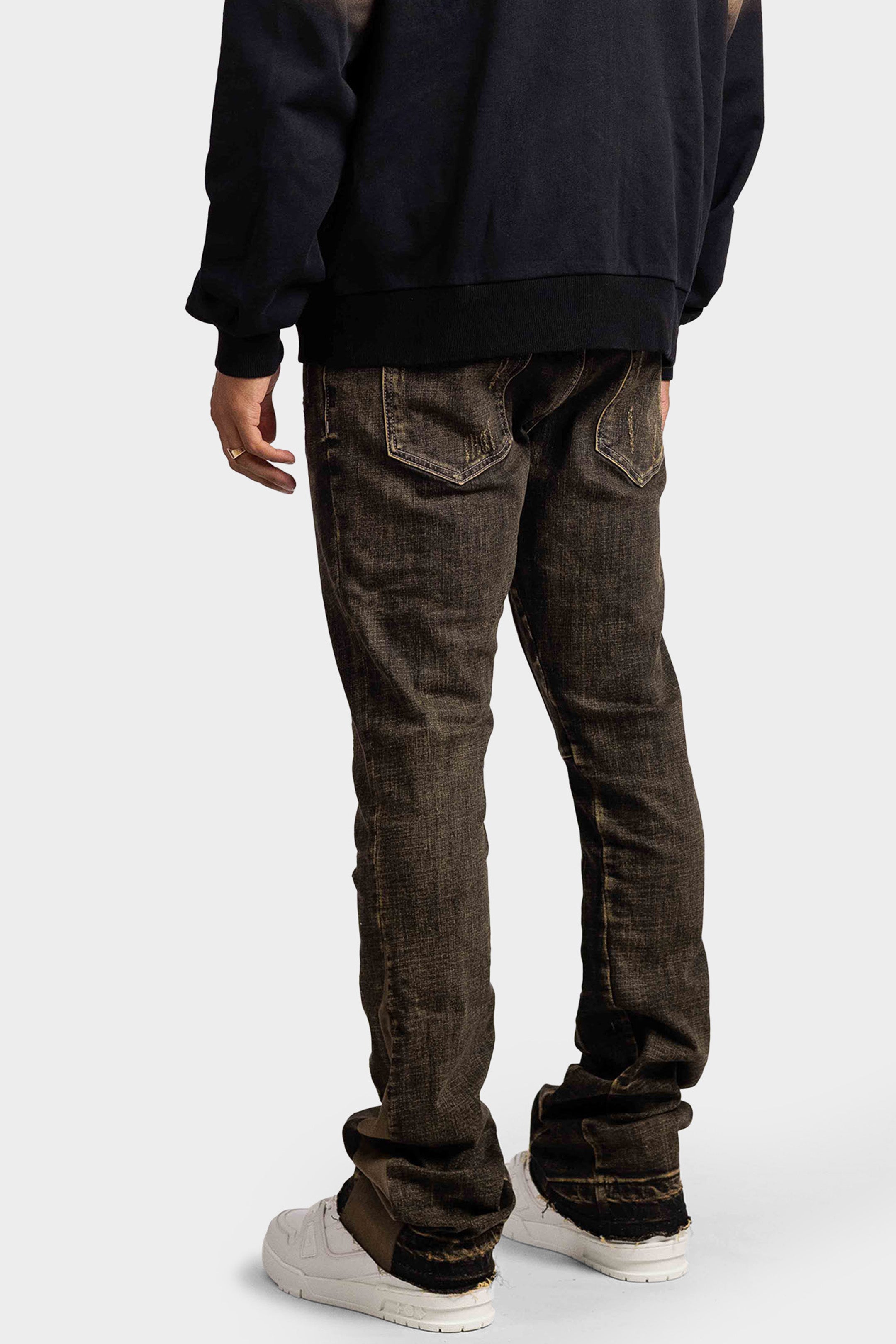VINTAGE FLARED DENIM JEANS WASHED DARK