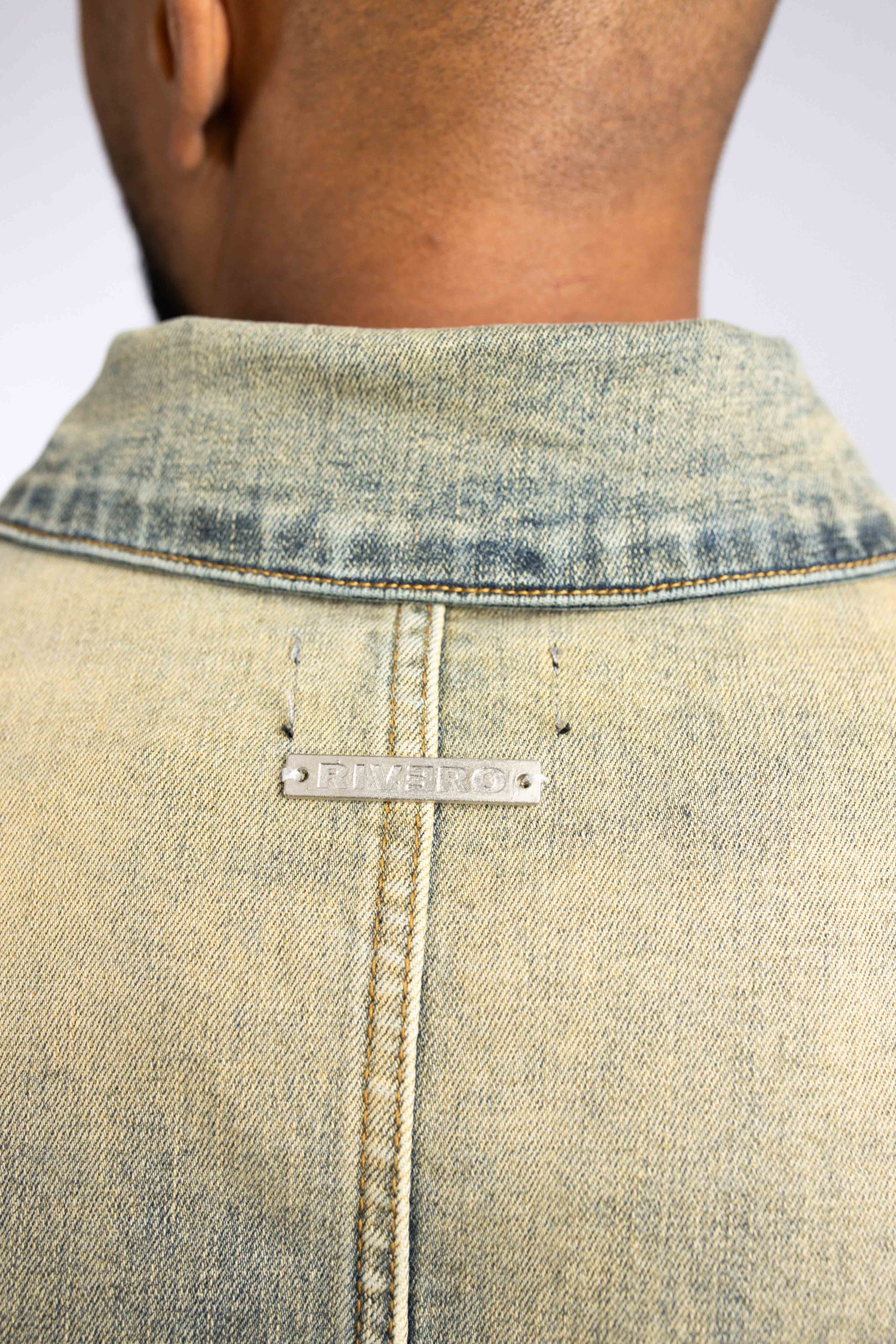 EMBOSSED WORKER DENIM JACKET OVERSIZED
