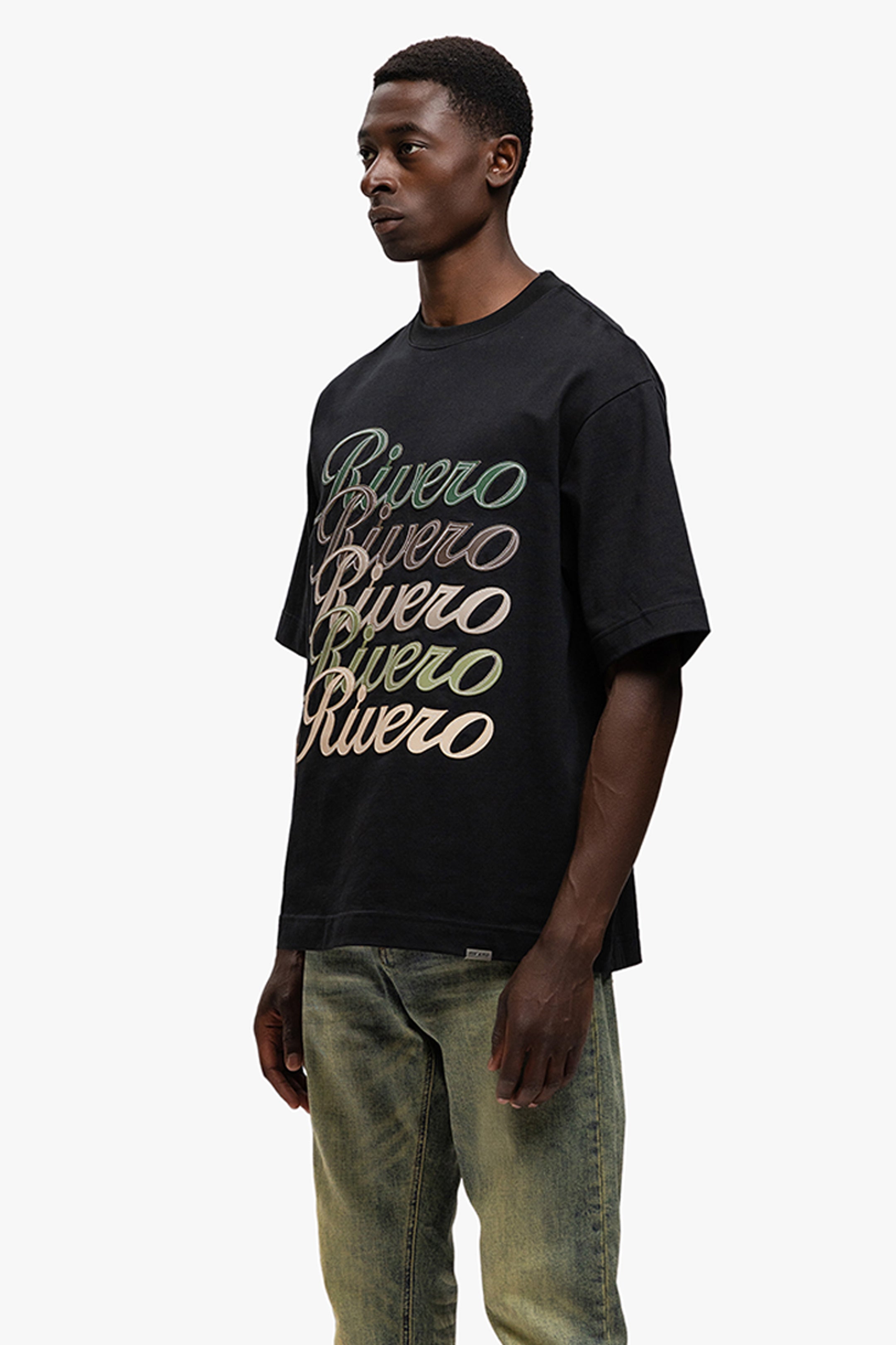 SIGNATURE LEATHER PATCHED T-SHIRT BLACK
