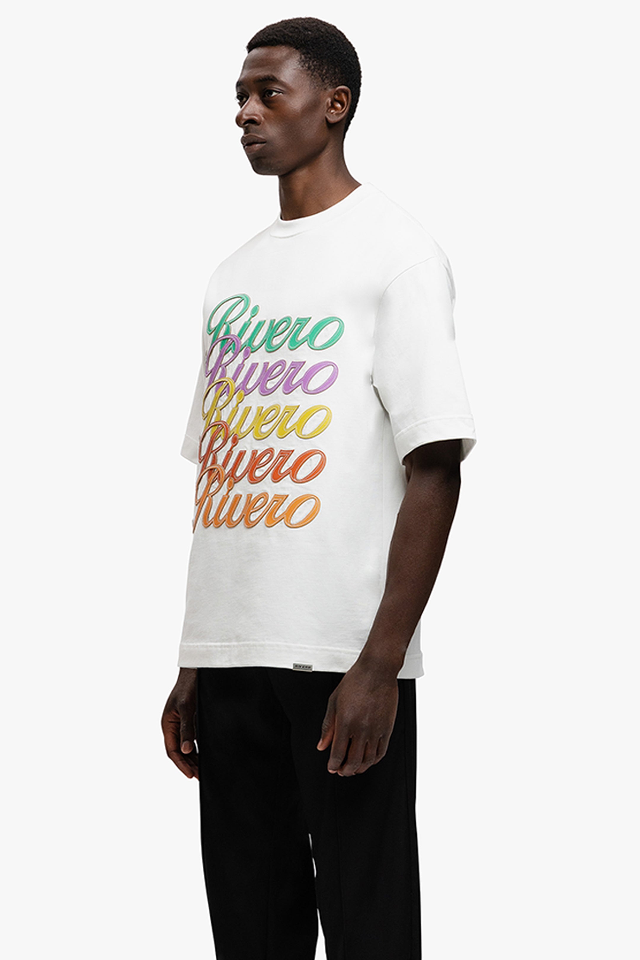 SIGNATURE LEATHER PATCHED T-SHIRT WHITE