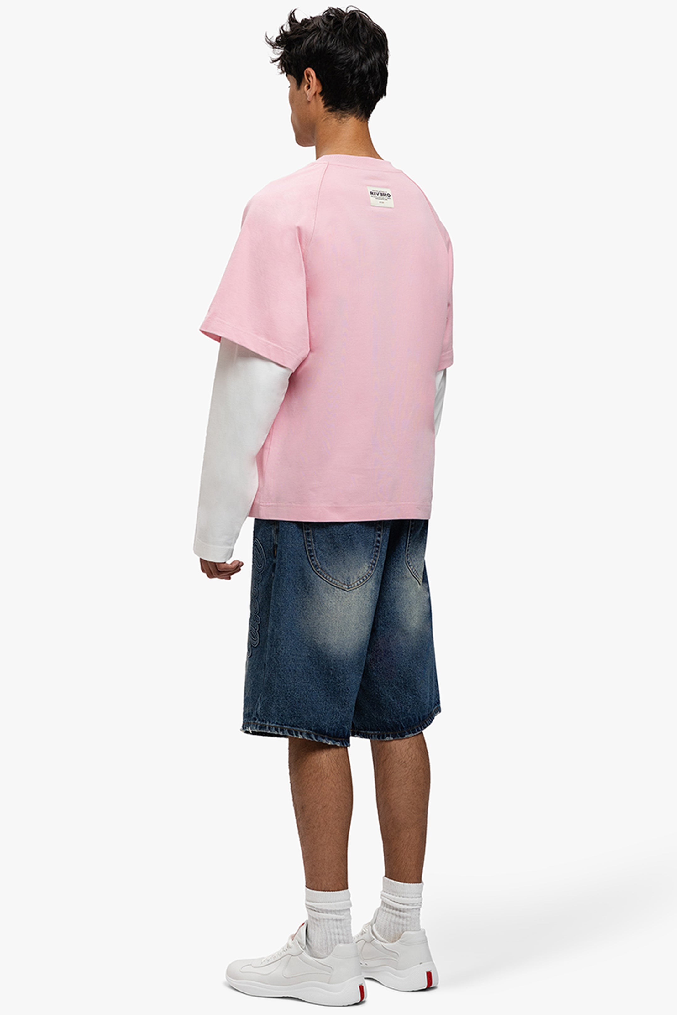 DAYDREAM DOUBLE LAYERED TEE PINK/WHITE