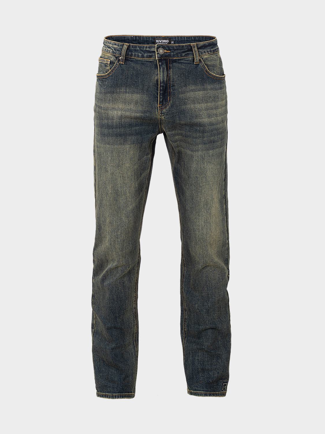 REGULAR PLAIN EMBOSSED WASHED DENIM JEANS