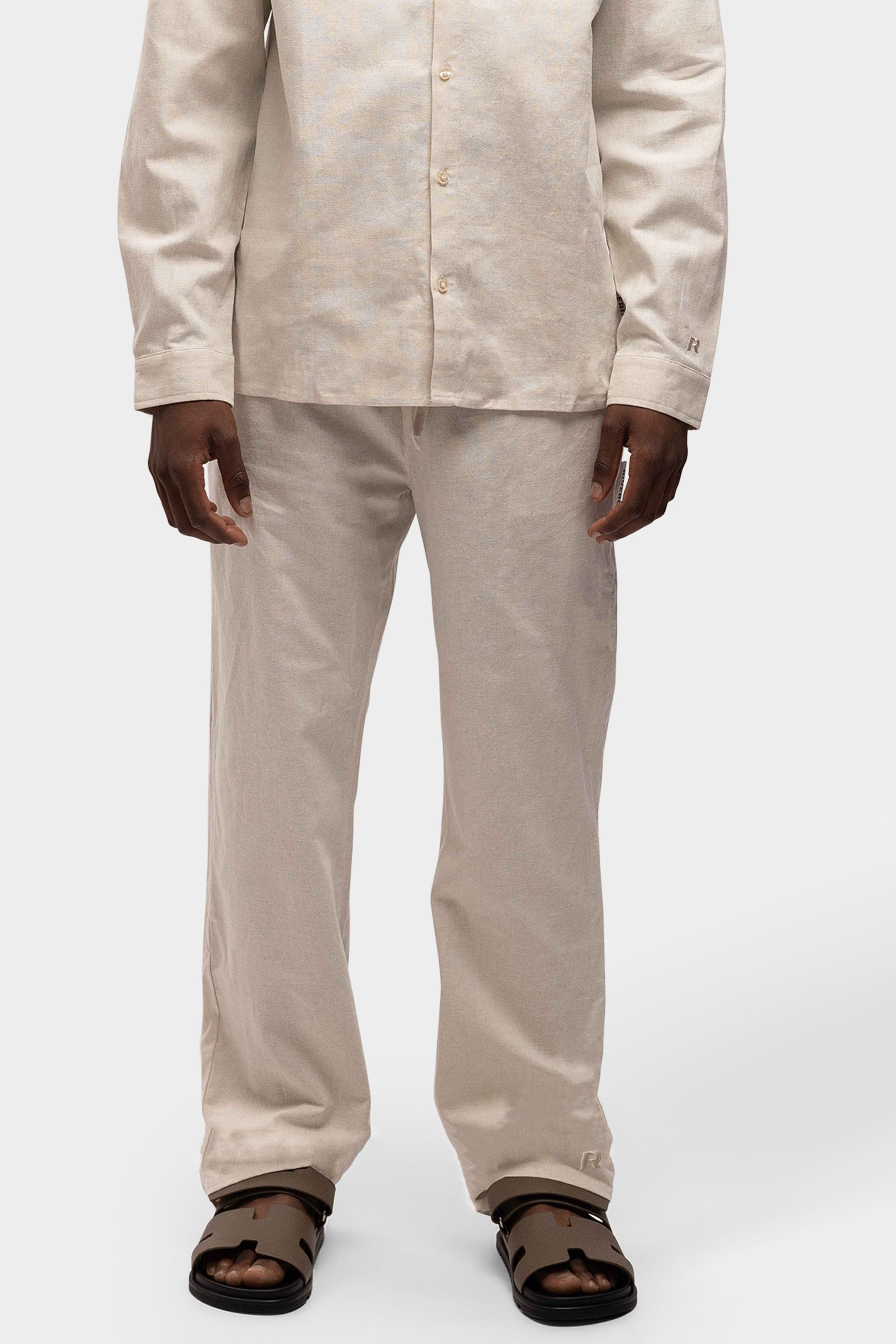 LINEN STRAIGHT LEG PANTS SAND