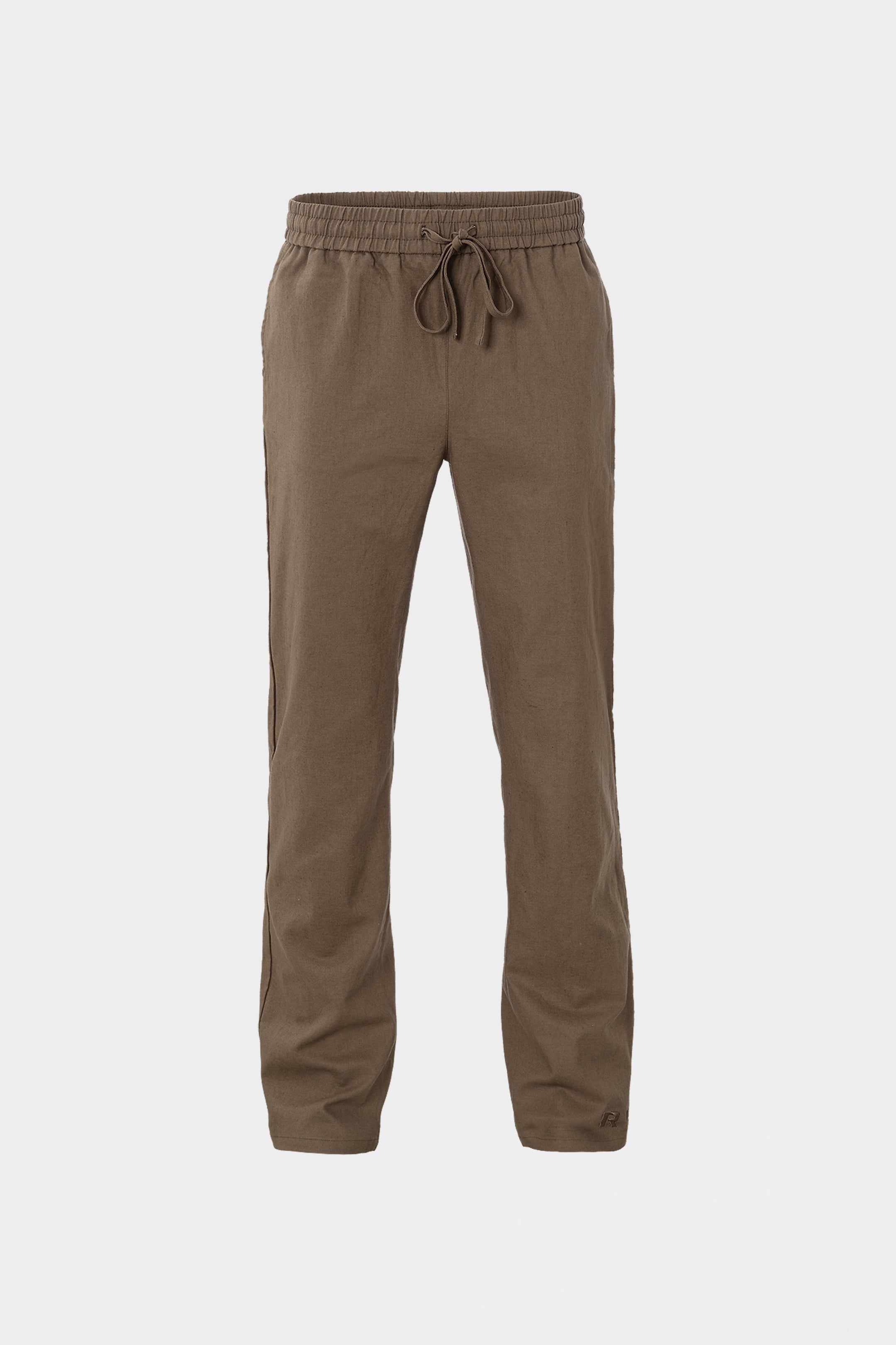 LINEN STRAIGHT LEG PANTS BROWN