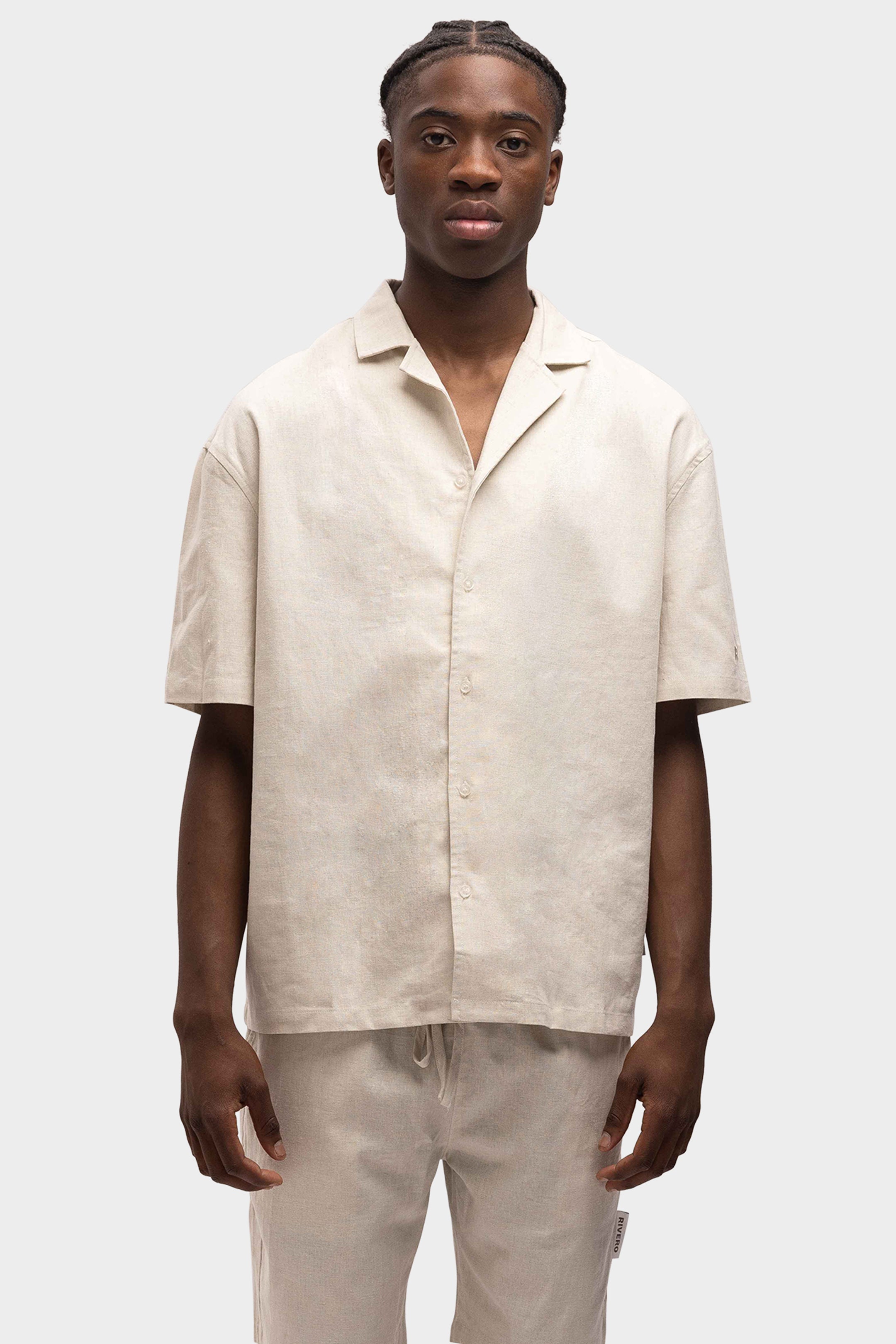 LINEN SHIRT SHORT SLEEVE SAND