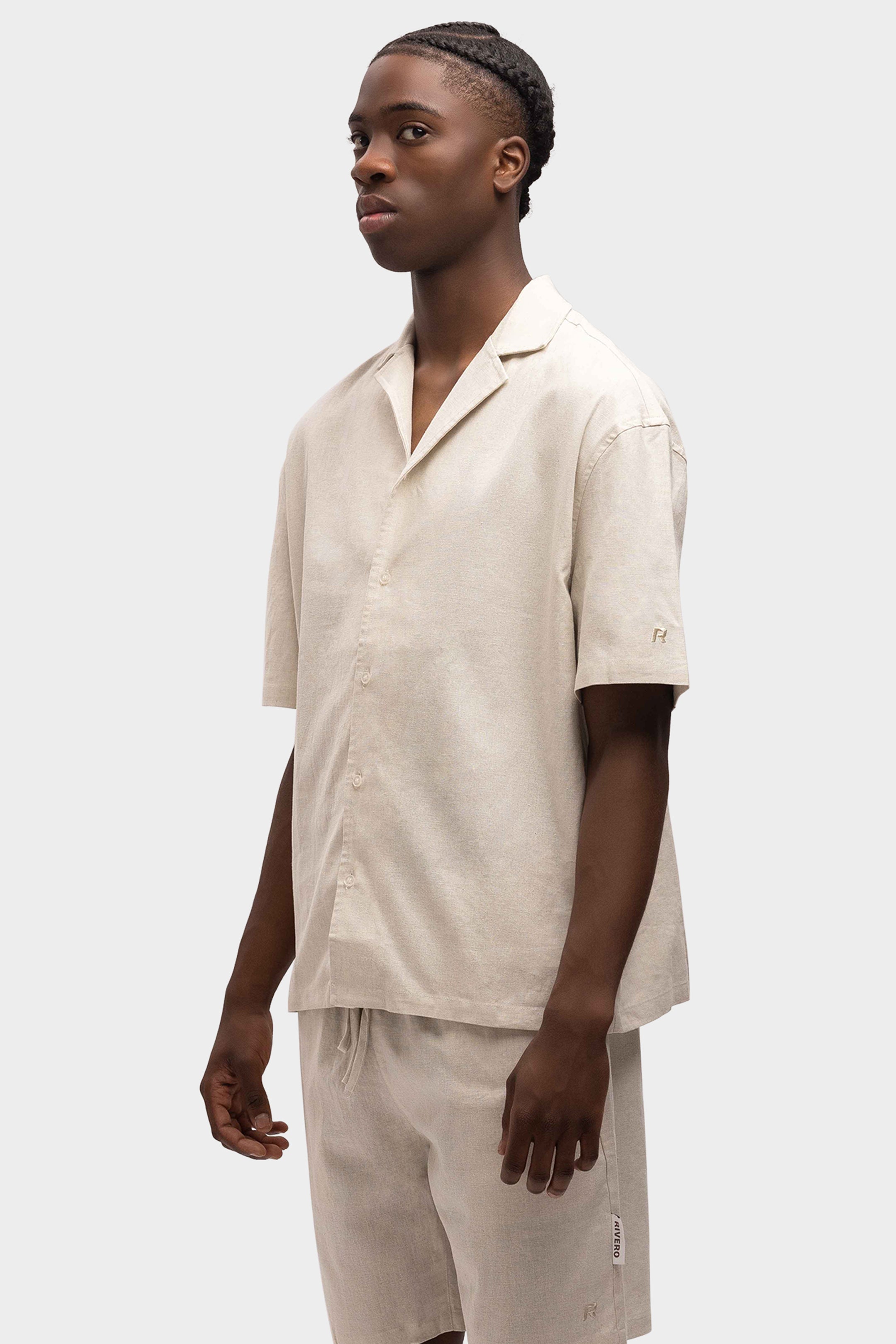 LINEN SHIRT SHORT SLEEVE SAND