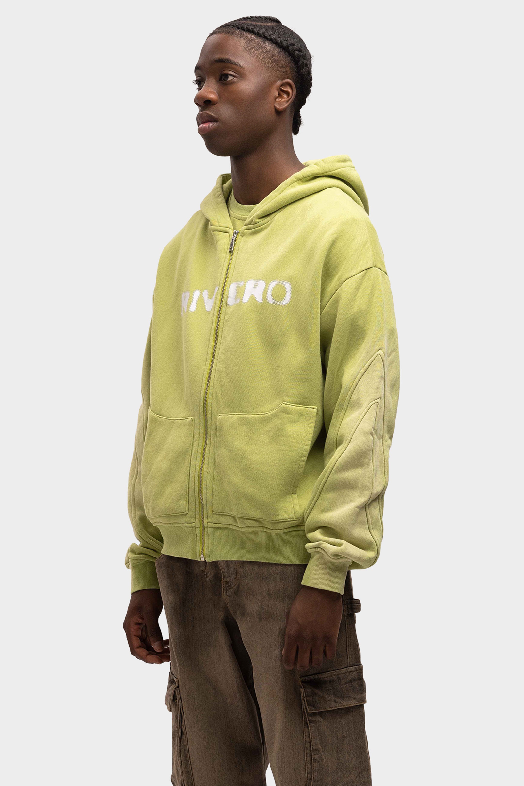 ATELIER SIDE WASHED ZIP HOODIE GREEN