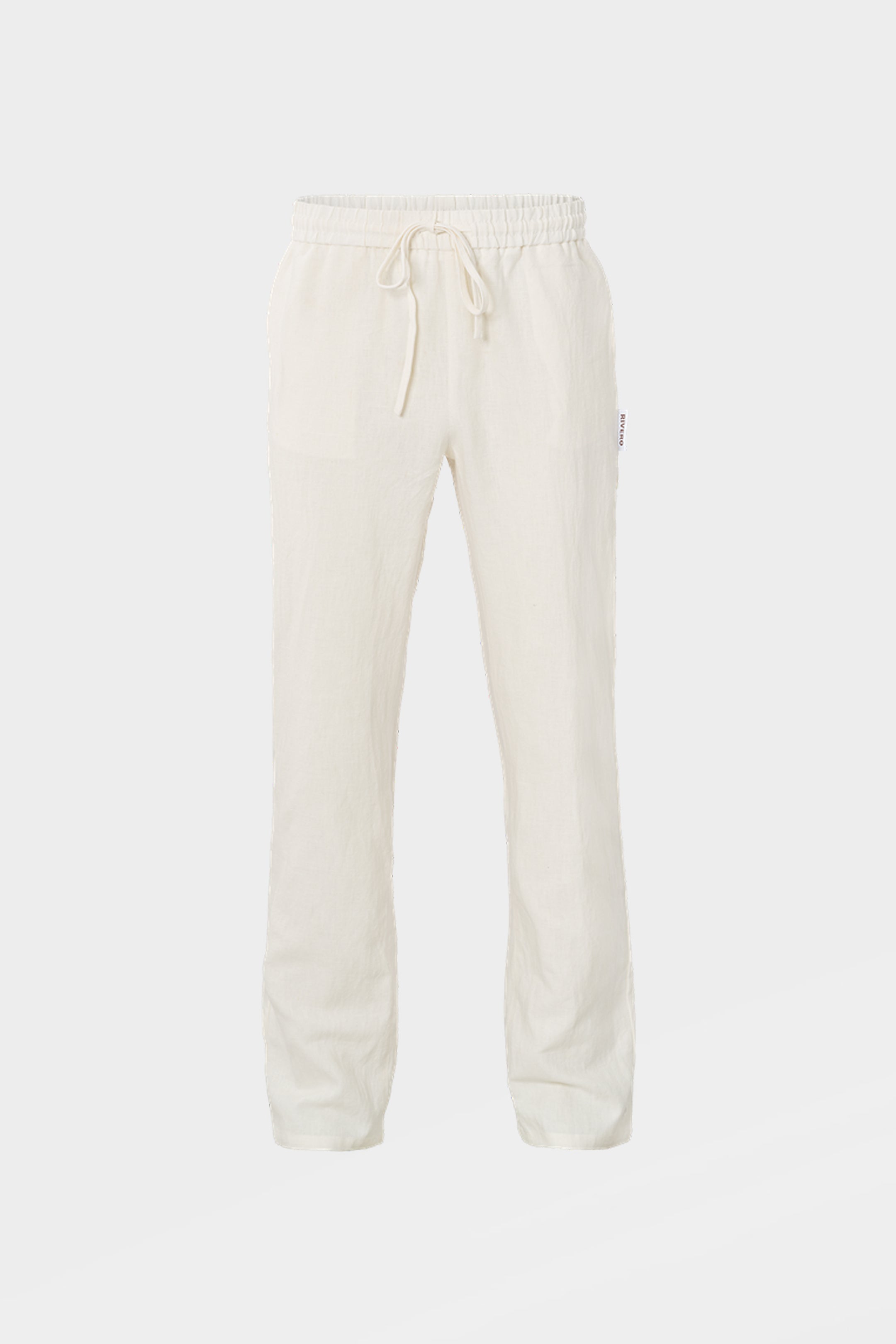 LINEN STRAIGHT LEG PANTS WHITE