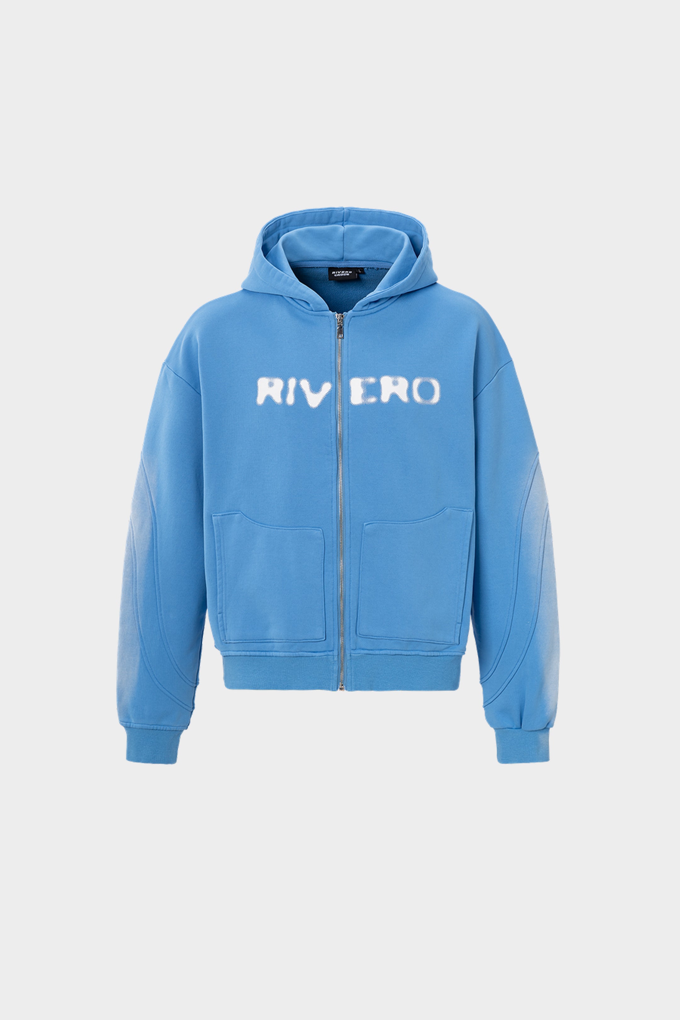 ATELIER SIDE WASHED ZIP HOODIE BLUE