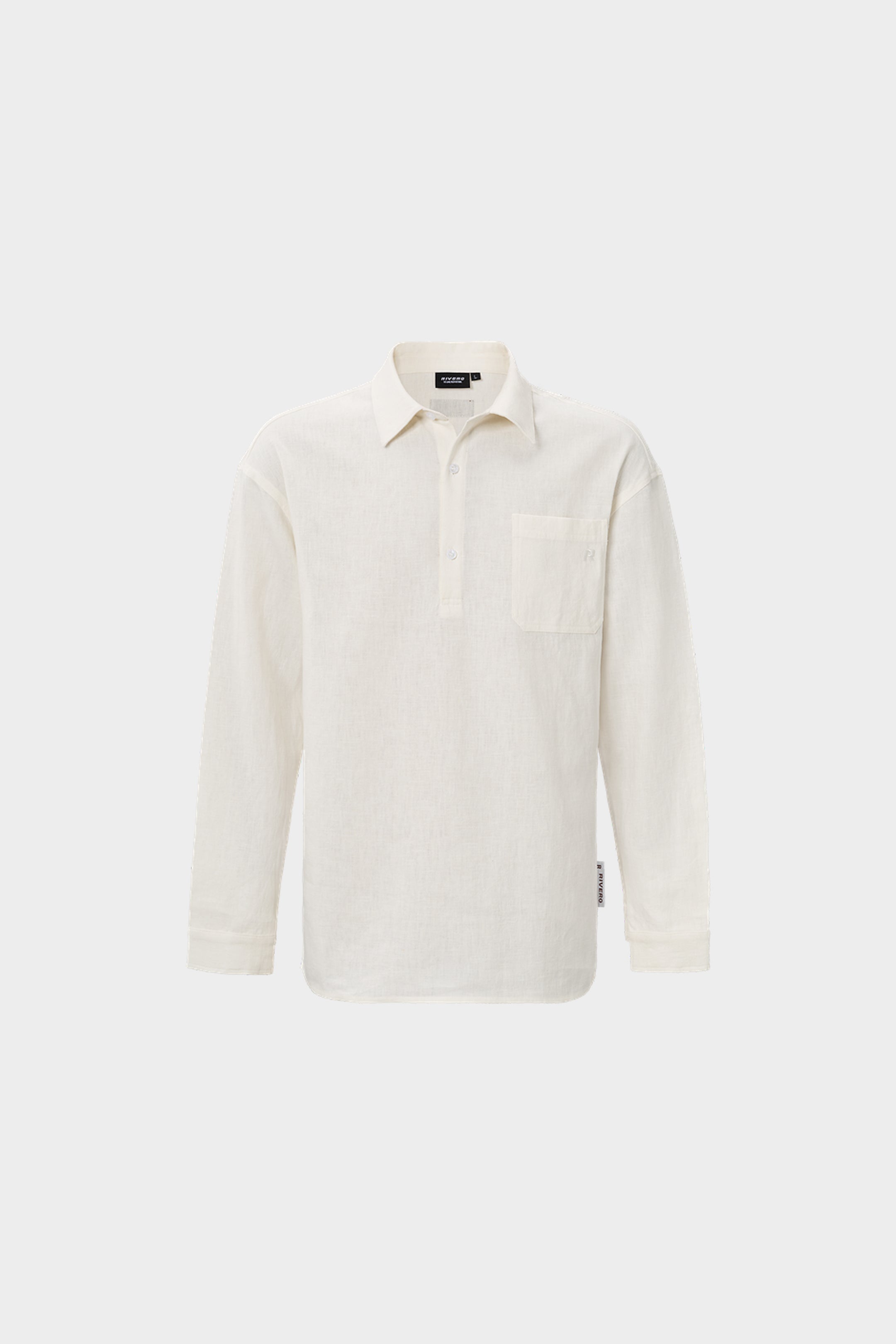 LINEN SHIRT QUARTER BUTTON WHITE