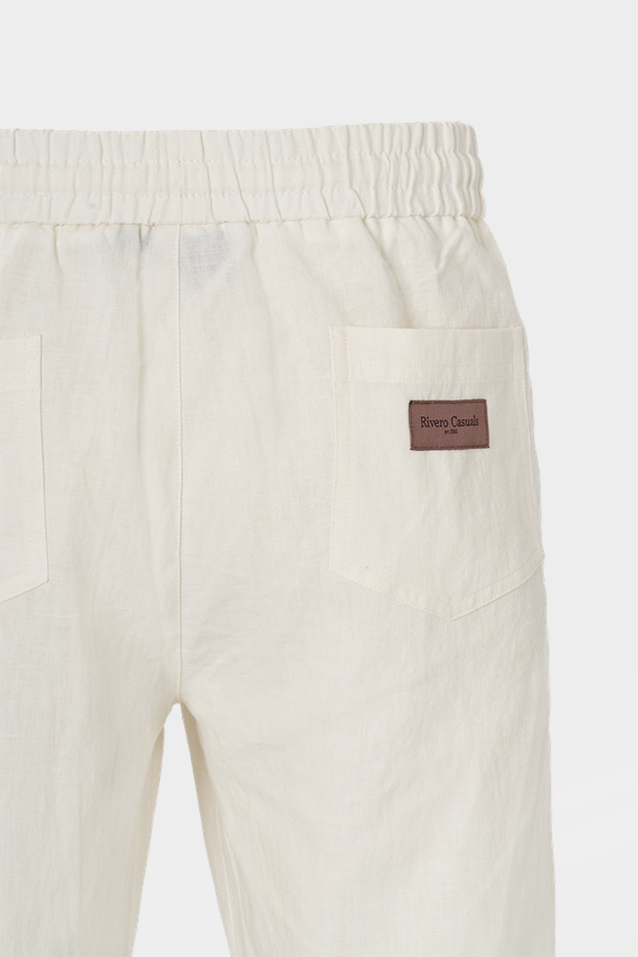 LINEN STRAIGHT LEG PANTS WHITE