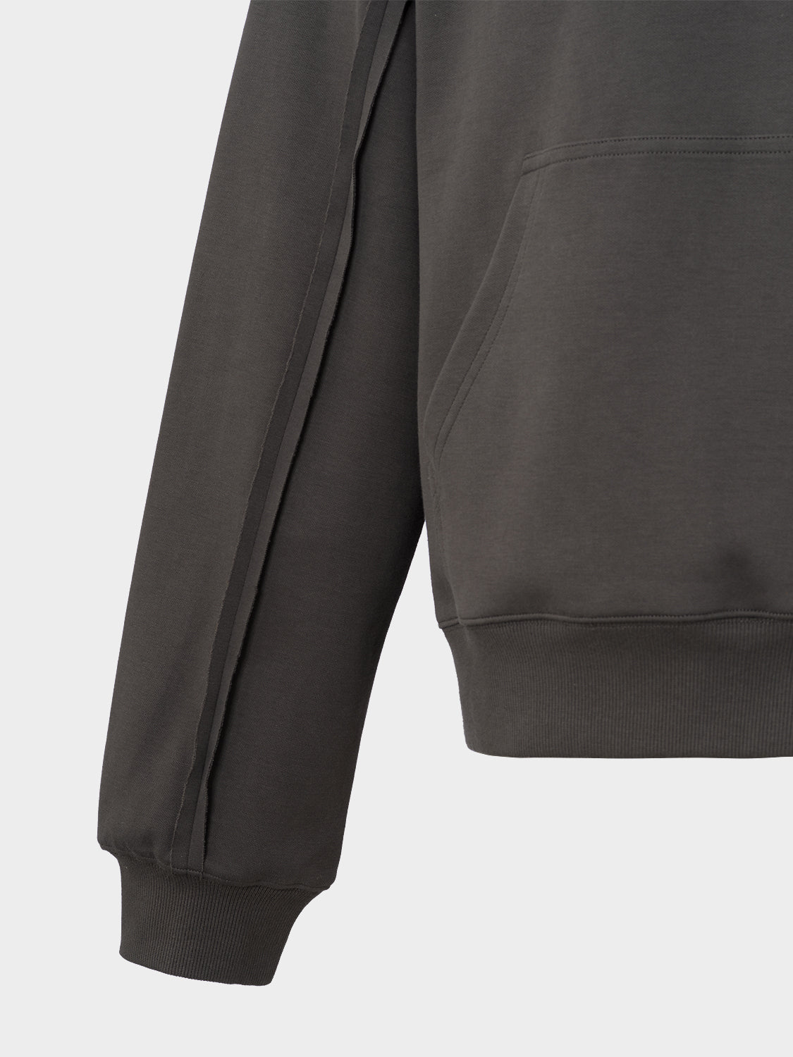 RAW SEAM OVERSIZED ZIP HOODIE CHARCOAL