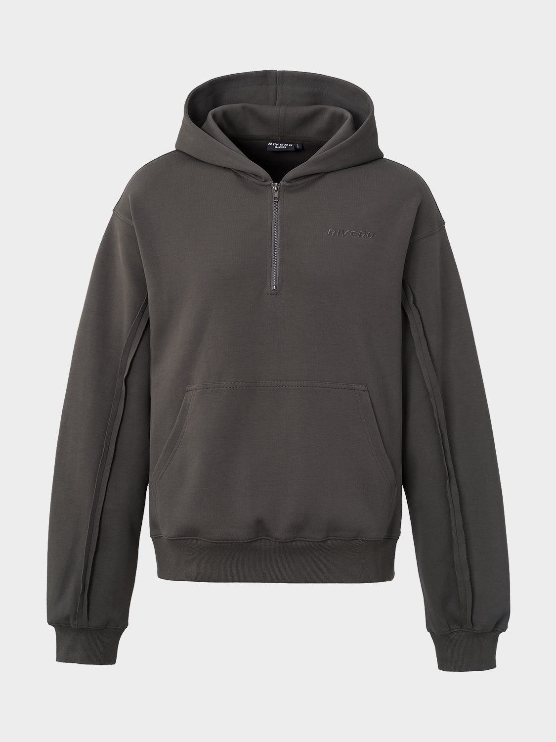 RAW SEAM OVERSIZED ZIP HOODIE CHARCOAL