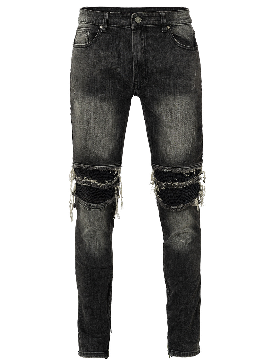 ZIP DENIM JEANS BLACK
